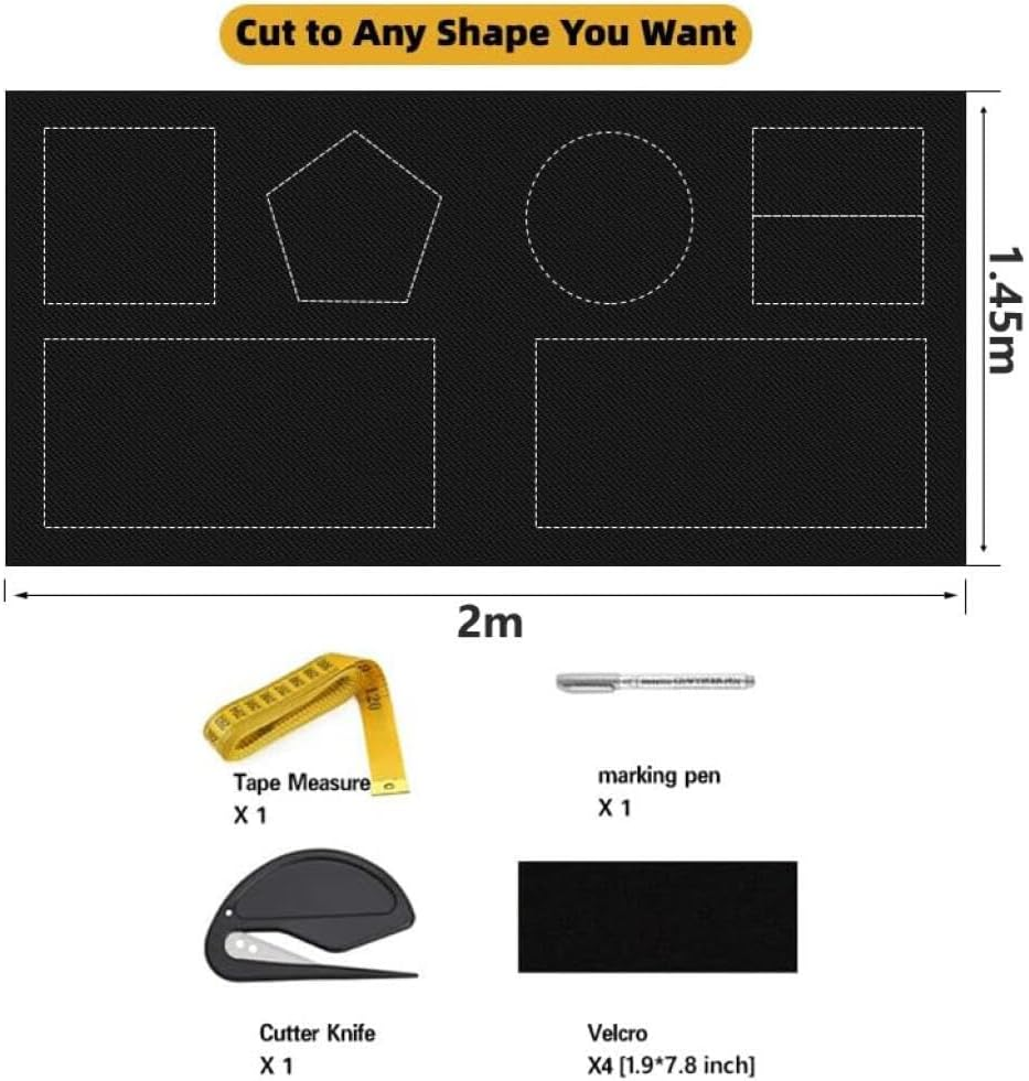 Portable Blackout Shades Blackout Blinds Curtains for Windows,100% Black Out Curtains with Hook and Loop Tapes,Window Film Window Cover for Bedroom,Baby Room,Tv Room,Cars (2 X 1.45M) image number 4