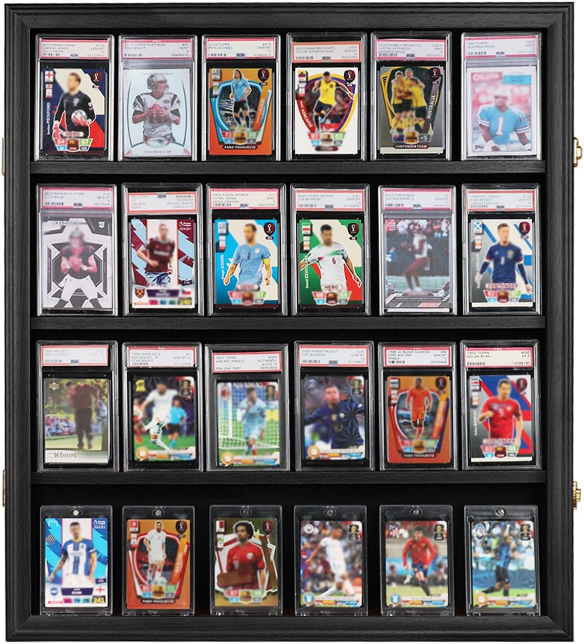 Graded Sports Card Display Case - 24 Baseball Card Display Case -Trading Card Frame Wall Display Lockable with UV Protection Acrylic Door for Football Basketball Hockey Cards,Black image number 4