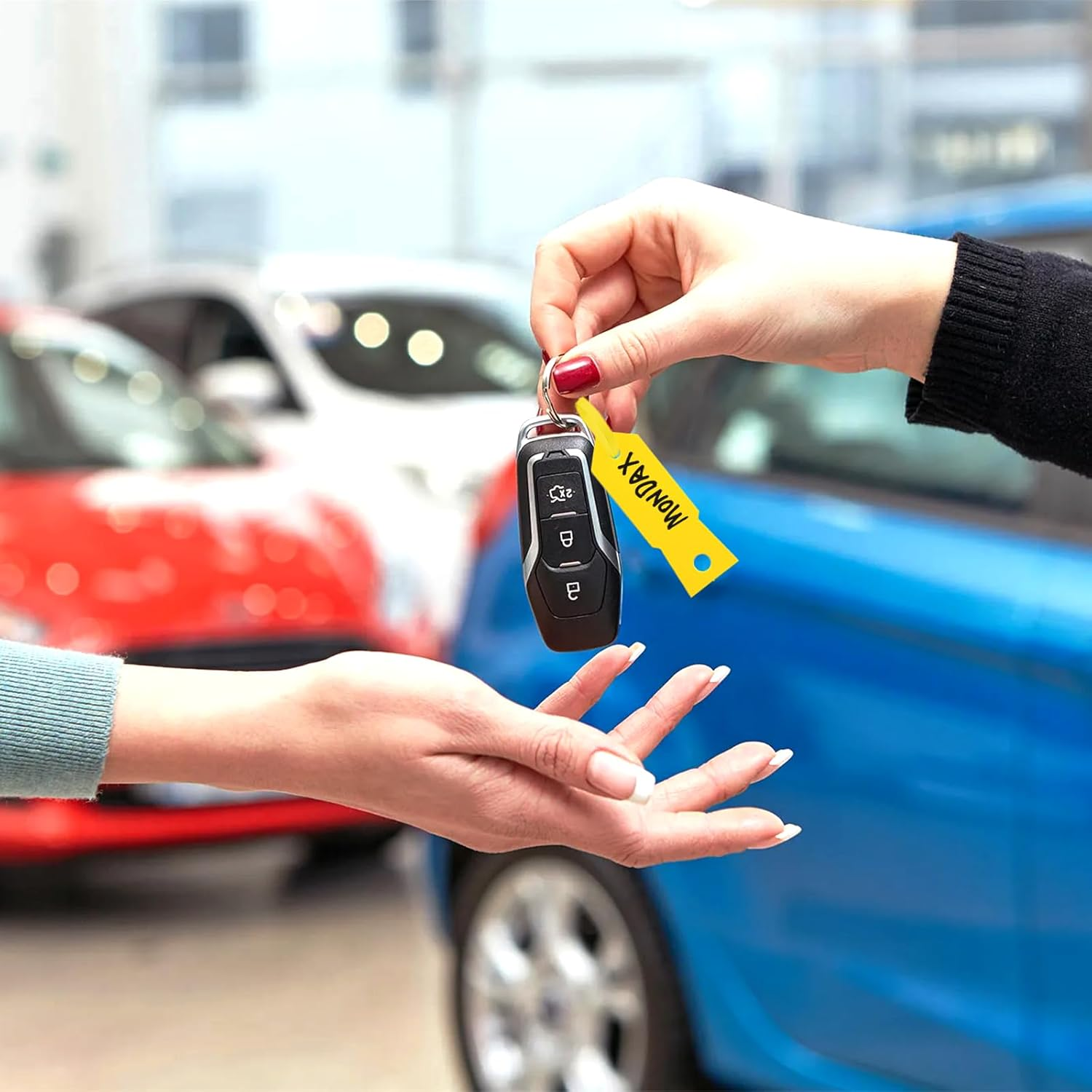 N.Gracia 1000 Pieces Self Locking Arrow Key Tags Car Key Labels Self Lock Key Identifierscar Parts Tags with 2Pcs Oil-Based Black Pens for Office Automotive Shop Supplies, 4 1/2" X 3/4" (Yellow)