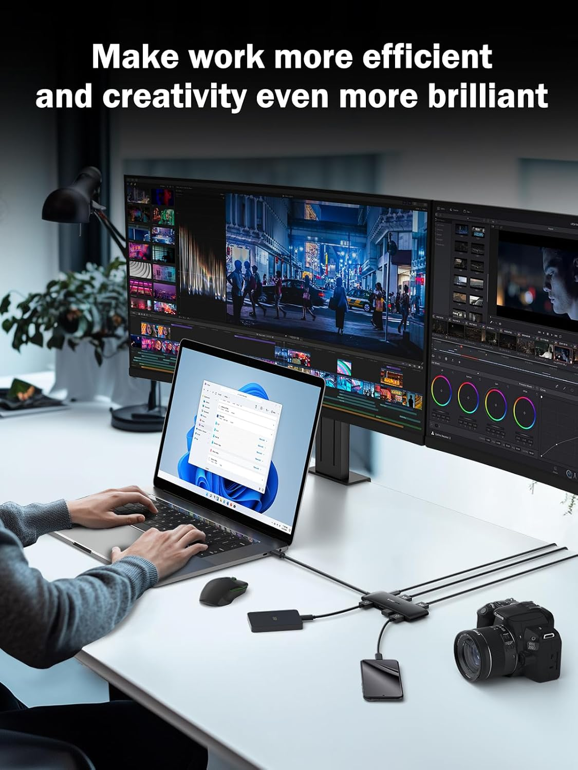 Lemorele Docking Station Dual Monitor- 7-In-1 USB C Hub with 2 HDMI Adapter 4K@60Hz,Usb 3.0 & 3-Port USB 2.0,100W PD Charging,Plug and Play for Dell/Hp/Macbook/Surface Laptop image number 2