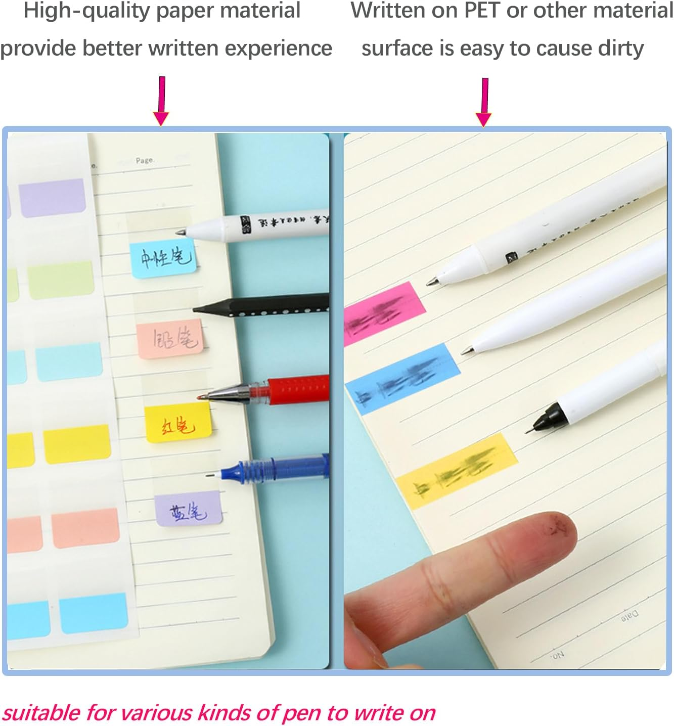 Pastel Sticky Notes Tabs, Transparent Sticky Tabs, Index Tabs, Sticky Notes Writable Annotation Tabs for Book Reading, File Classification, Book Tabs Flags, Label, Page Markers (Type B-L+M+S) image number 4