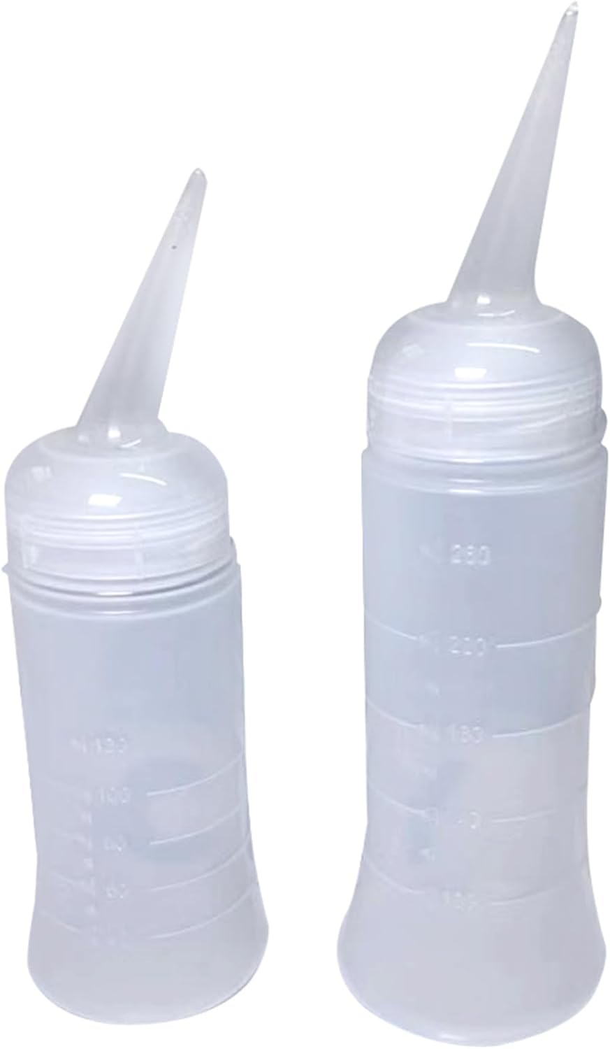 2Pcs Hair Bottle,Dye Empty Squeeze Bottle,Hair Dye Bottle with Tip Clear Squeeze Bottle,Hair Oil Bottle Applicator Tool for Travel (White, M,L) image number 1