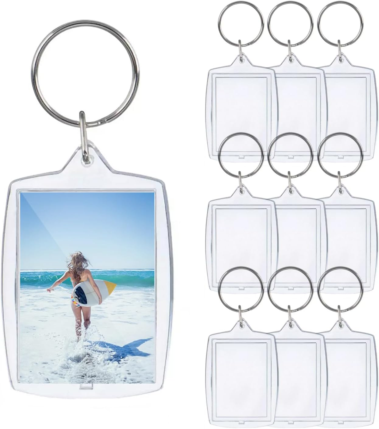 Yotsuba 10 Pack Clear Acrylic Photo Keychain, DIY Picture Frame Keyring with Zinc Alloy Ring - Keychain Kit for Making Custom Photo Keyring & Picture Keychain -Ideal for Birthdays and Christmas