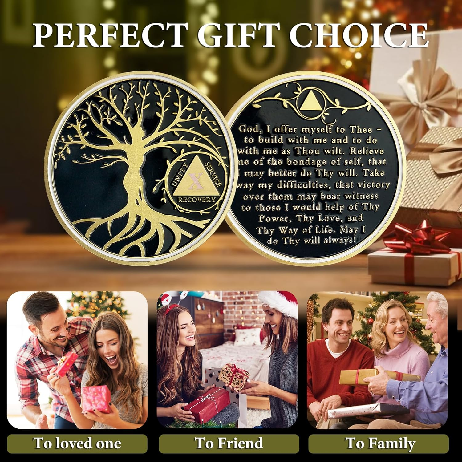 10 Year Sobriety Coin, Tree of Life AA Chips and Medallions Sobriety Recovery Chip Anniversary Sober Token Alcoholics Anonymous Recovery Gifts for Women Men