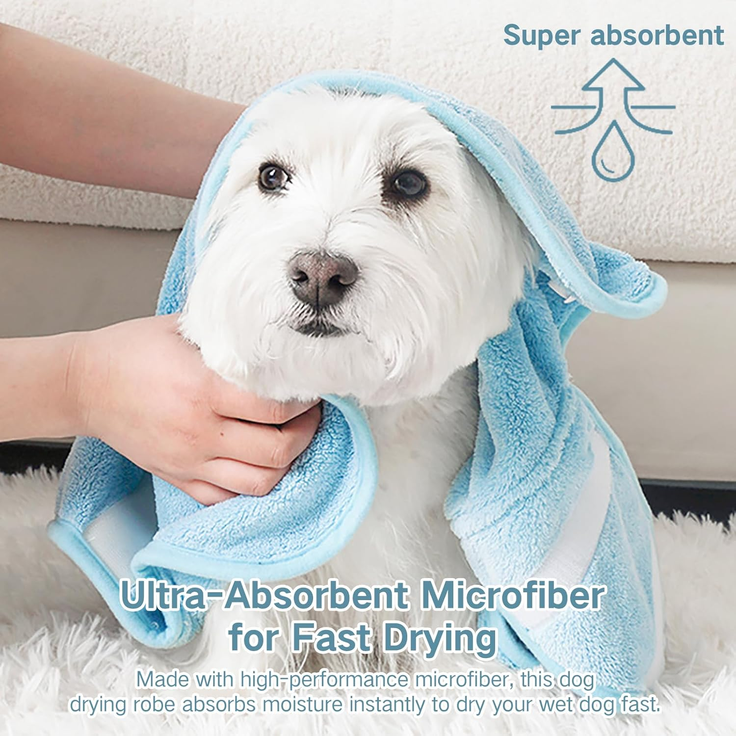 Dog Bathrobe - Super Absorbent Pet Drying Robe, Quick-Dry Bath Towel for Dogs after Swimming & Showering, Soft & Comfortable Puppy Bathrobe for Small to Medium Breeds XS Pink image number 5