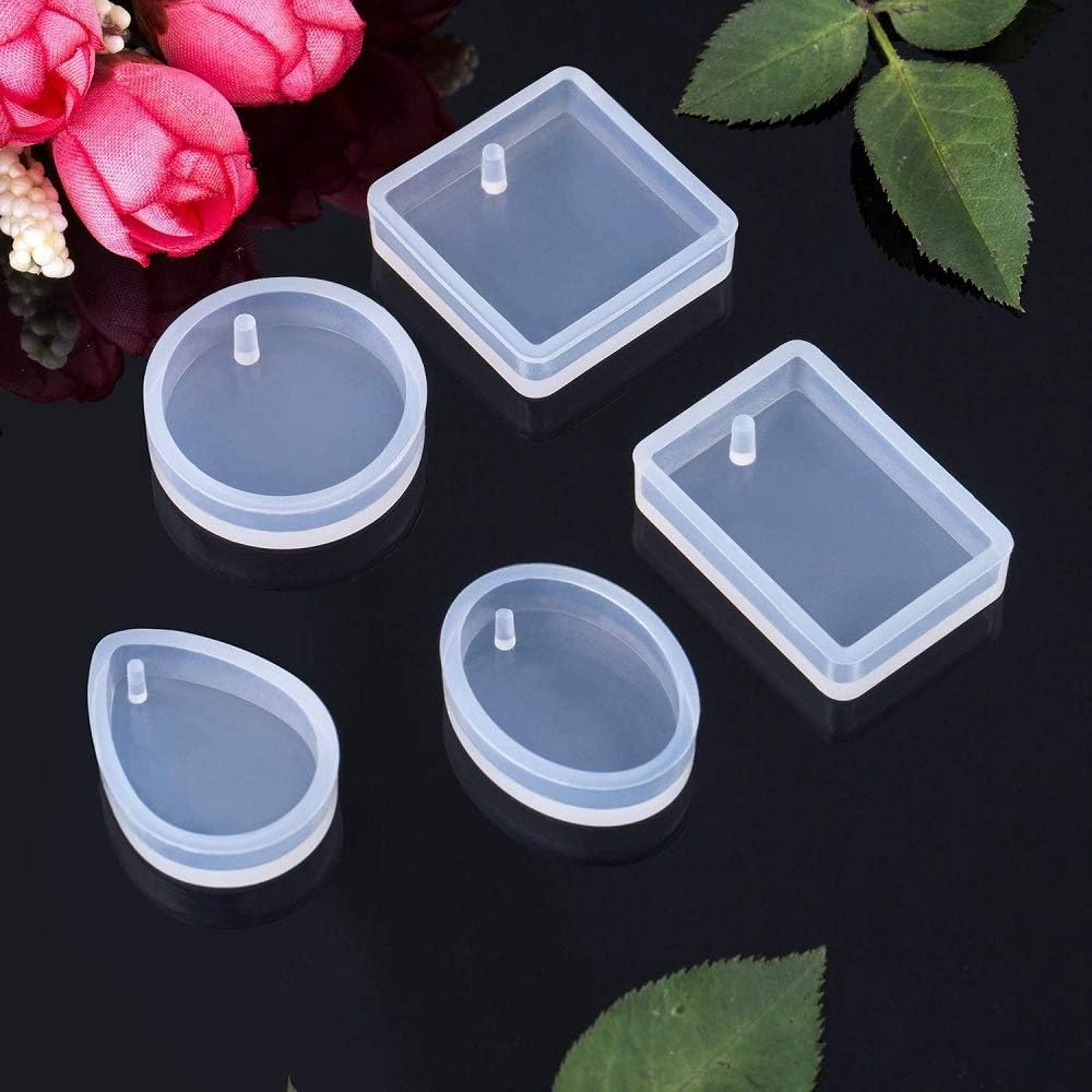 LALOCAPEYO 20 Pcs Silicone Resin Molds with Hanging Hole with Keychain Rings for Jewelry Making DIY Craft for Resin Jewelry Casting Molds, Silicone Molds Pendant Mold image number 5
