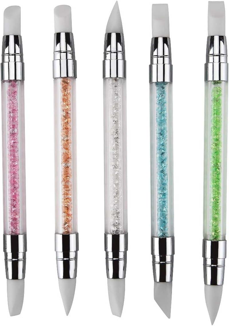 HIGHROCK 5 Pieces Nail Art Dual Head Silicone Sculpture Pens, 3D Pattern Drawing Brush Set Tools, DIY Manicure Brush Craft Decoration Tools image number 3