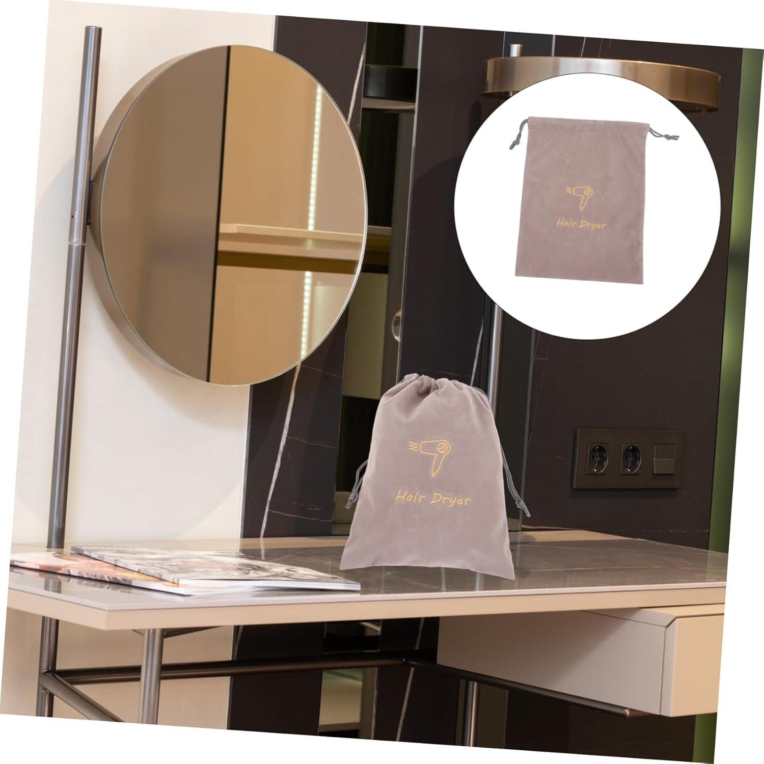 Storage Bag for Hair Dryer Drawstring Storage Bag Portable Lightweight Fabric Pouch for Outdoor Travel Home Use image number 5