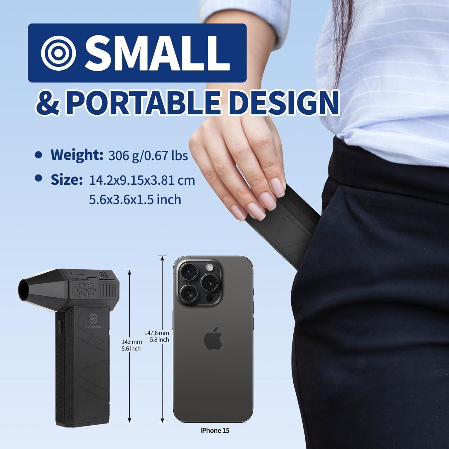 Electric Air Duster, Compressed Air Cleaner for PC. 130000RPM Air Blower, 3-Speed Cordless Rechargeable Air Blaster Jet Fan for Laptop, Keyboard, Cars, Replaces Compressed Air Can image number 1