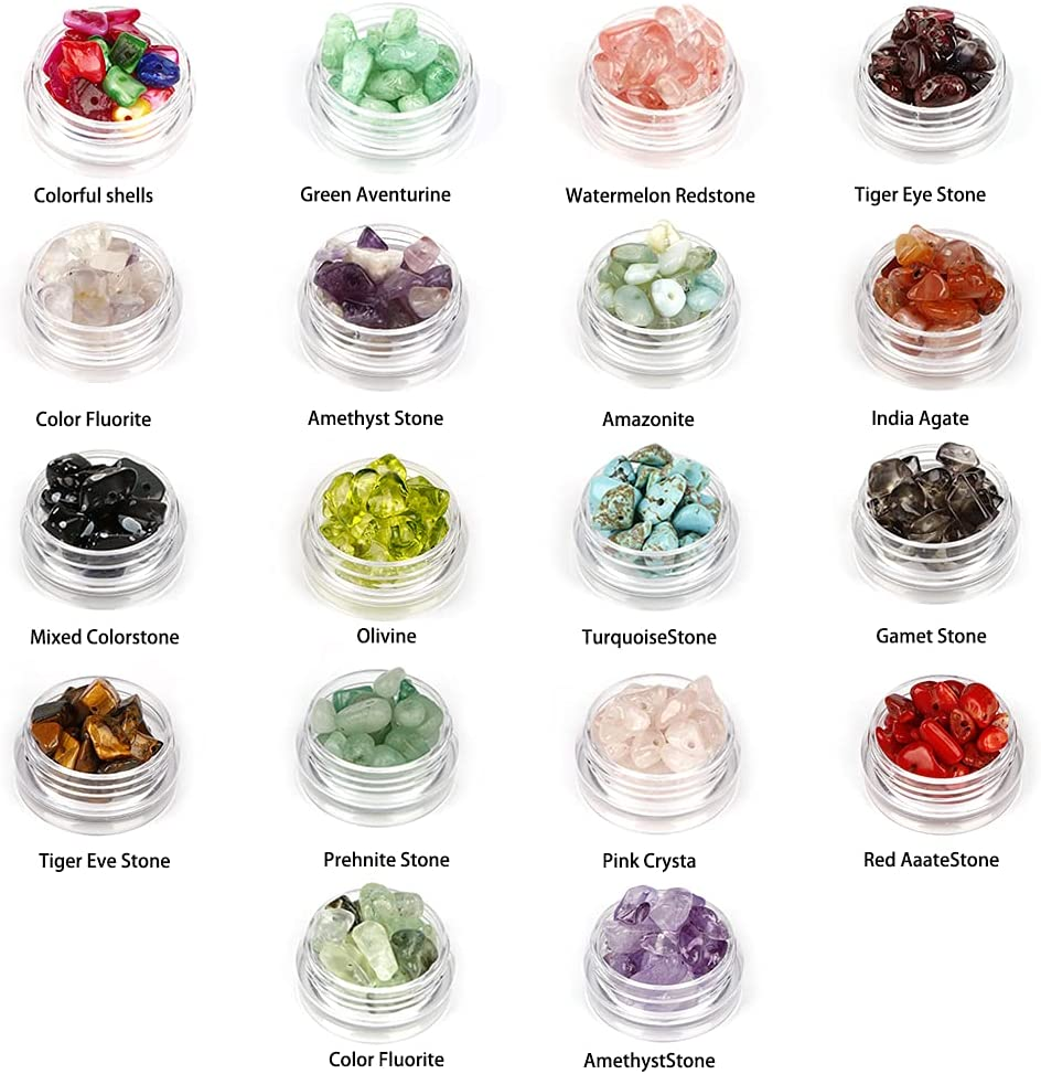 1150Pcs Crystal Jewellery Making Kit, 18 Colors Chip Gemstone Beads, with Irregular Natural Stone, Jewellery Wire, Pliers and Box, for DIY for Earring Necklace Bracelet Making image number 2