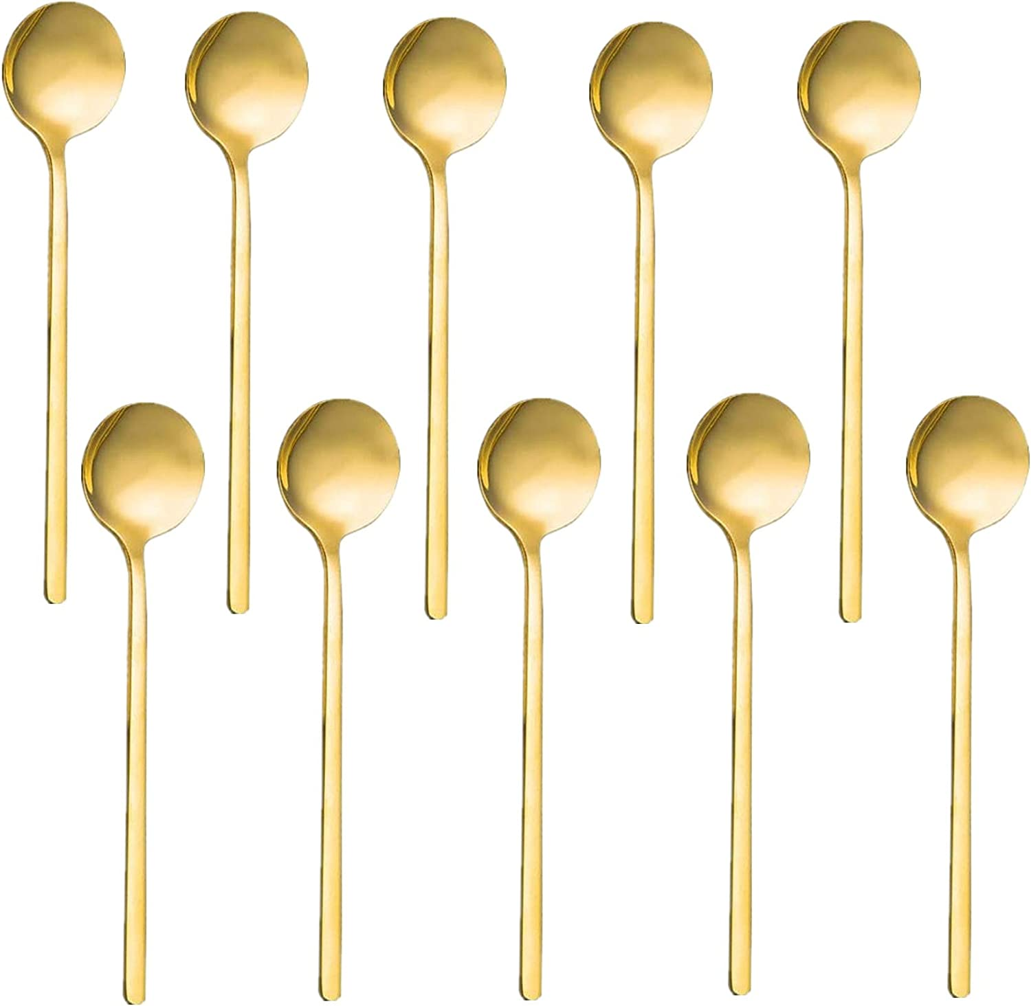 10 Pack Espresso Spoons, Gold Plated Stainless Steel Mini Teaspoons Set for Coffee Sugar Dessert Cake Ice Cream Soup Antipasto Cappuccino,5.3 Inch image number 2