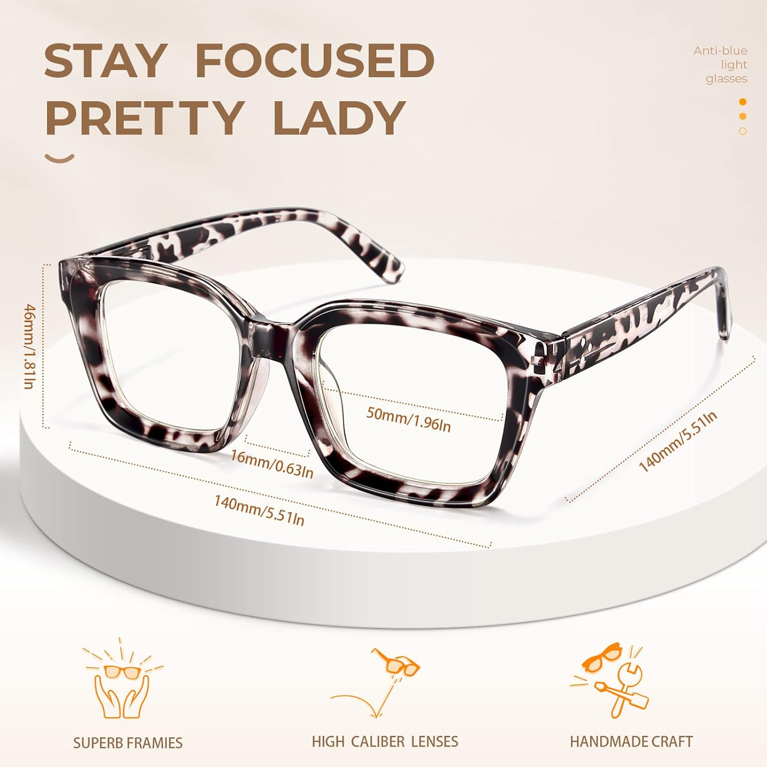 IBOANN Blue Light Glasses Women Men 3 Pack anti Eye Strain Computer Gaming Eyeglasses - Fashion Oversized Square Frame image number 1