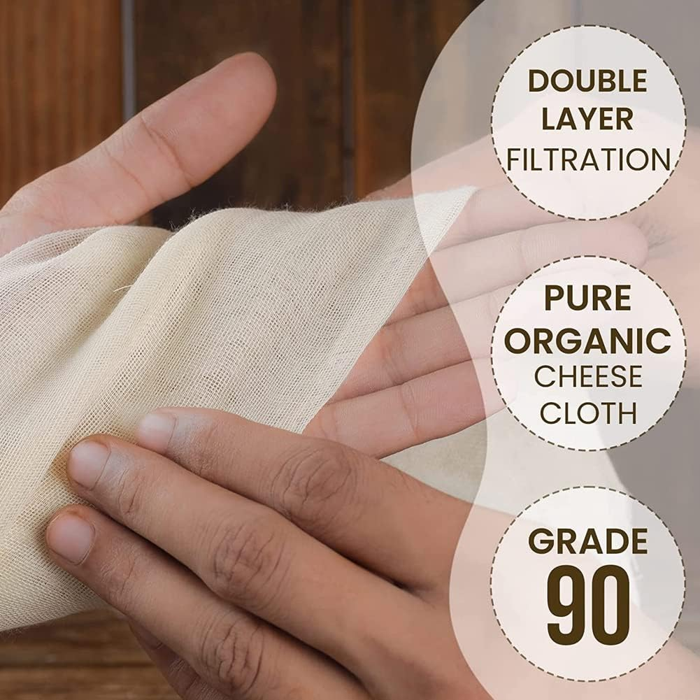 Muslin Cloths for Cooking, Pack of 5 (50X50CM), Unbleached, Cotton Reusable and Washable Cheese Cloths for Straining image number 5