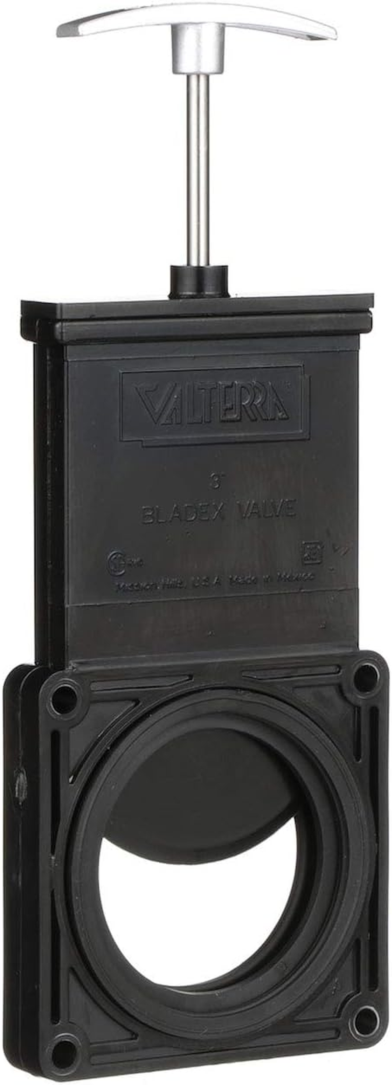 Valterra T1003VPM Bladex 3" Waste Valve Body with Metal Handle, Black image number 1