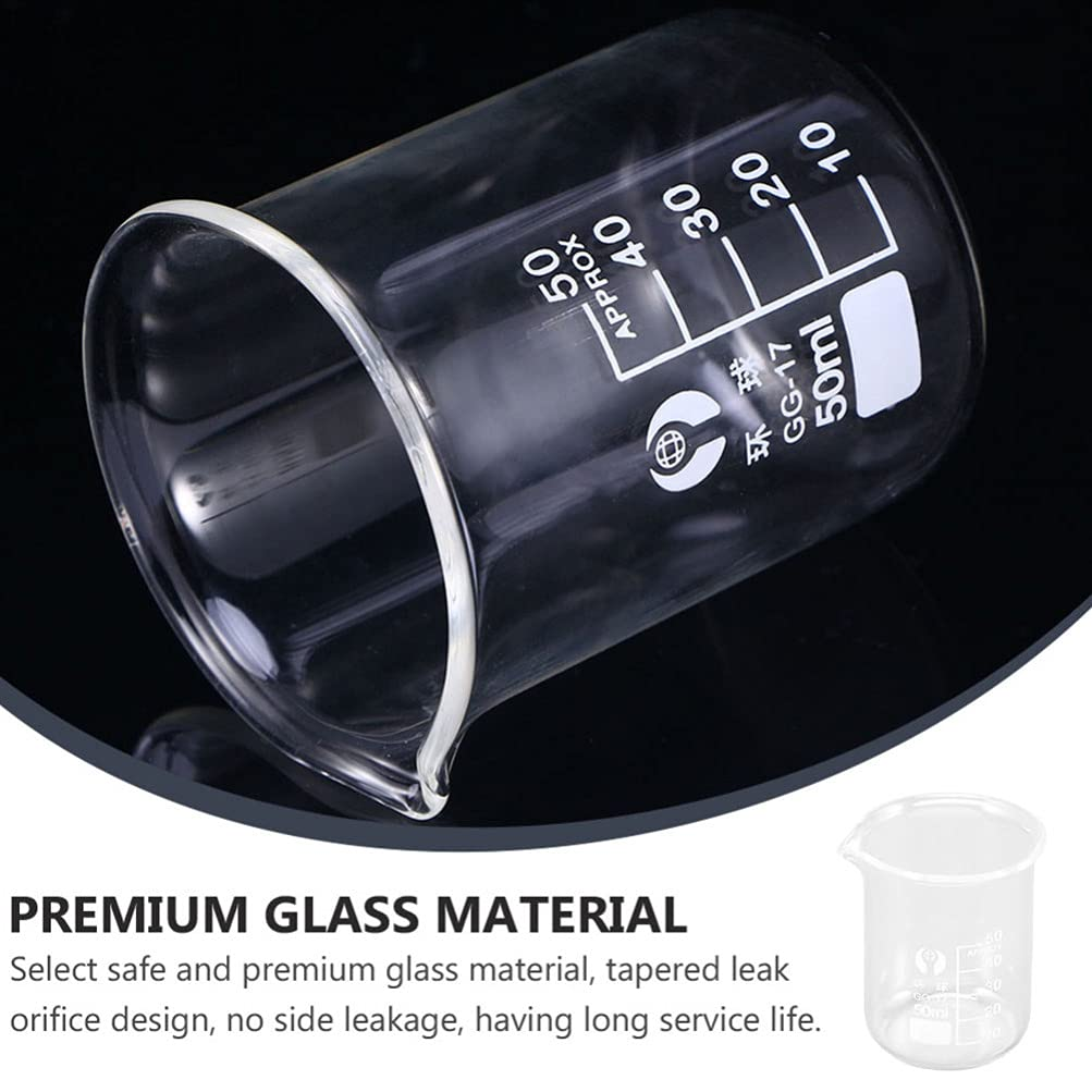 POPETPOP 9Pcs Beaker Flask Cylinder Set Scientific Glass Flask Graduated Cylinders Clear Measuring Beakers for Laboratory Supplies 50ML 100ML 250ML