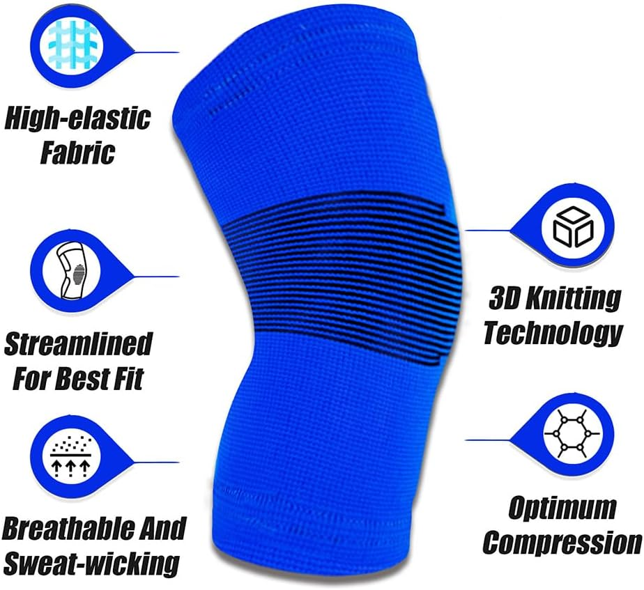 2Pcs Kids Knee Sleeve,Knee Brace Children,Fully Wrapped Non-Slip Elastic Basketball Knee Pad,Knitting Compression Knee Sleeves Children Knee Protector Cover for Volleyball Running Football Cycling image number 5