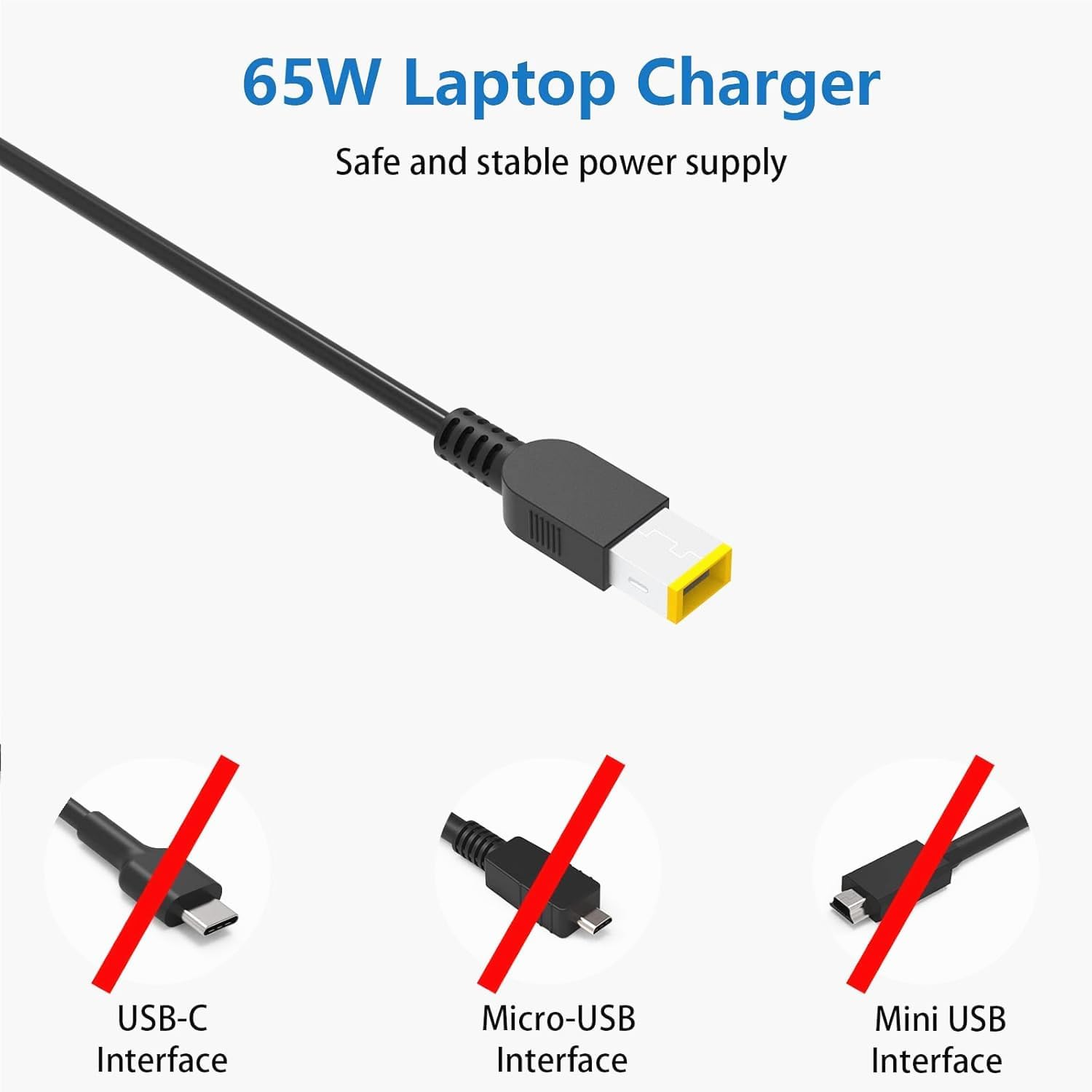 65W Charger Power Adapter for Lenovo Thinkpad E440 E450 E560 T430 T440 T450 T460 T560 X240 X270 Yoga 2 11S 13 14 Z505 Z580 Ideapad 300 500 U430 U530 Z510 Series Adapter Power Supply (NOT Type C) image number 6