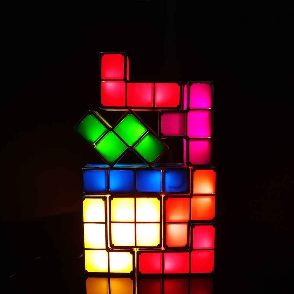 Tetris Light DIY Stackable Puzzle Warm Yellow Kid Baby LED Night Light Desk Table Lamps Multi-Shape Constructable Magic Block Table Decorative Home Lighting for Bedroom Living Room image number 4