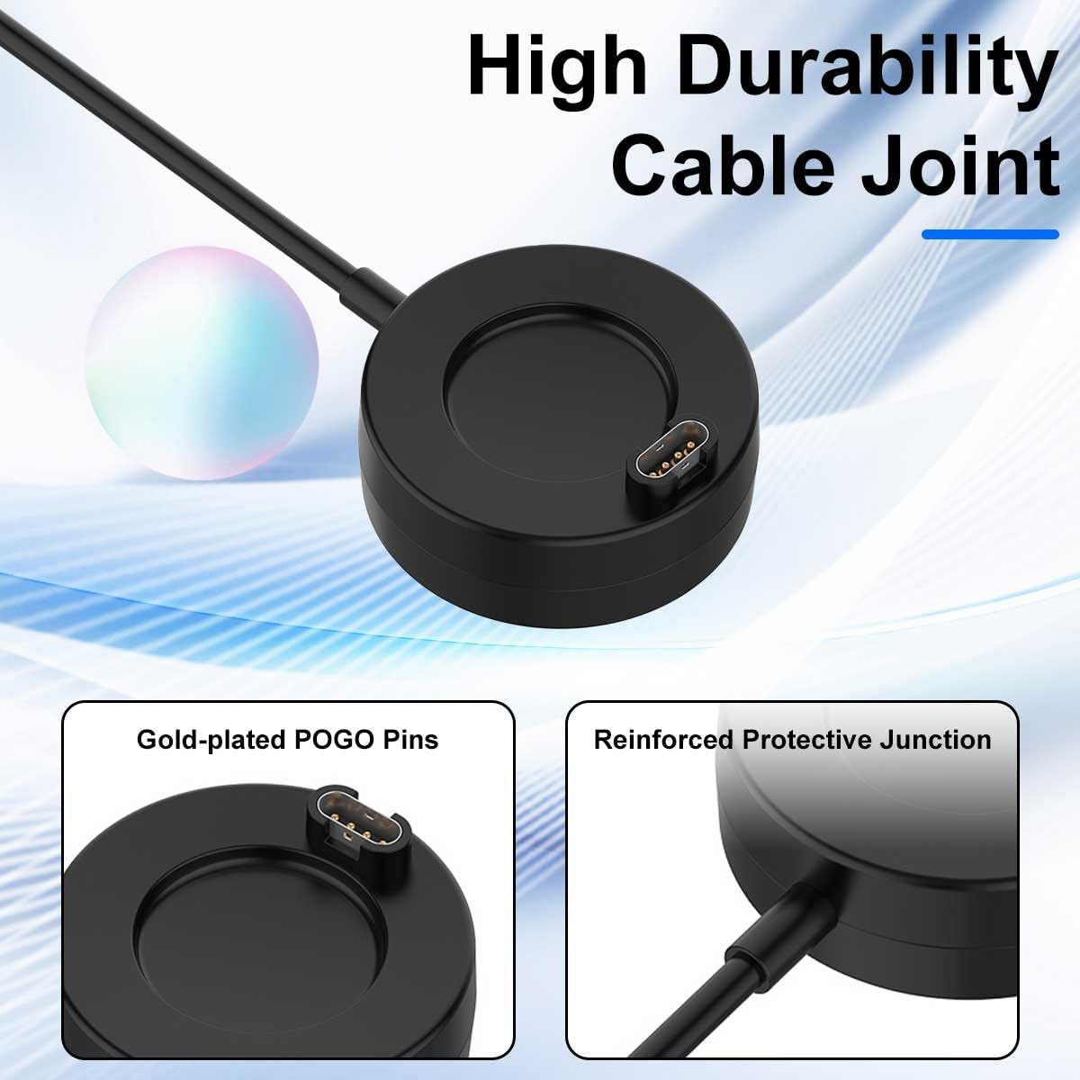 T Tersely USB-A Charging Cable Dock Charger Stand for Garmin Vivoactive 6/5/4/3, 1M for Garmin Tactix8 Amoled/Solar Venu 3/3S/Instinct Fenix 7 7S 7X 6 6S 6X/5 5S 5X/Forerunner 955 265 265S (Black) image number 1