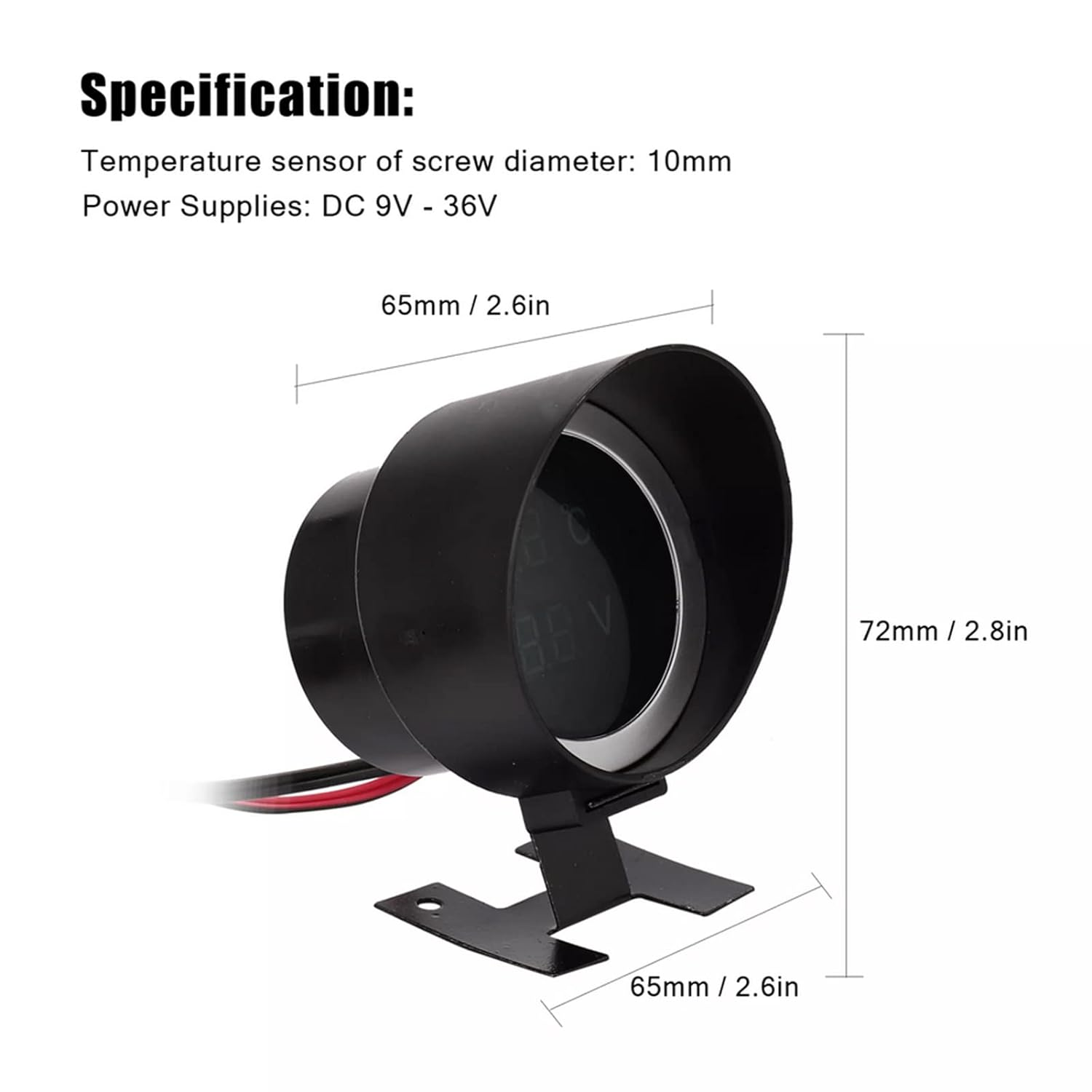 Car Water Temperature Gauge, 2 in 1 Leds Digital Car Truck Water Temp Gauge Temperature Sensor Temperatura Moto + Voltmeter Volt Voltage Meter 12V/24V image number 3