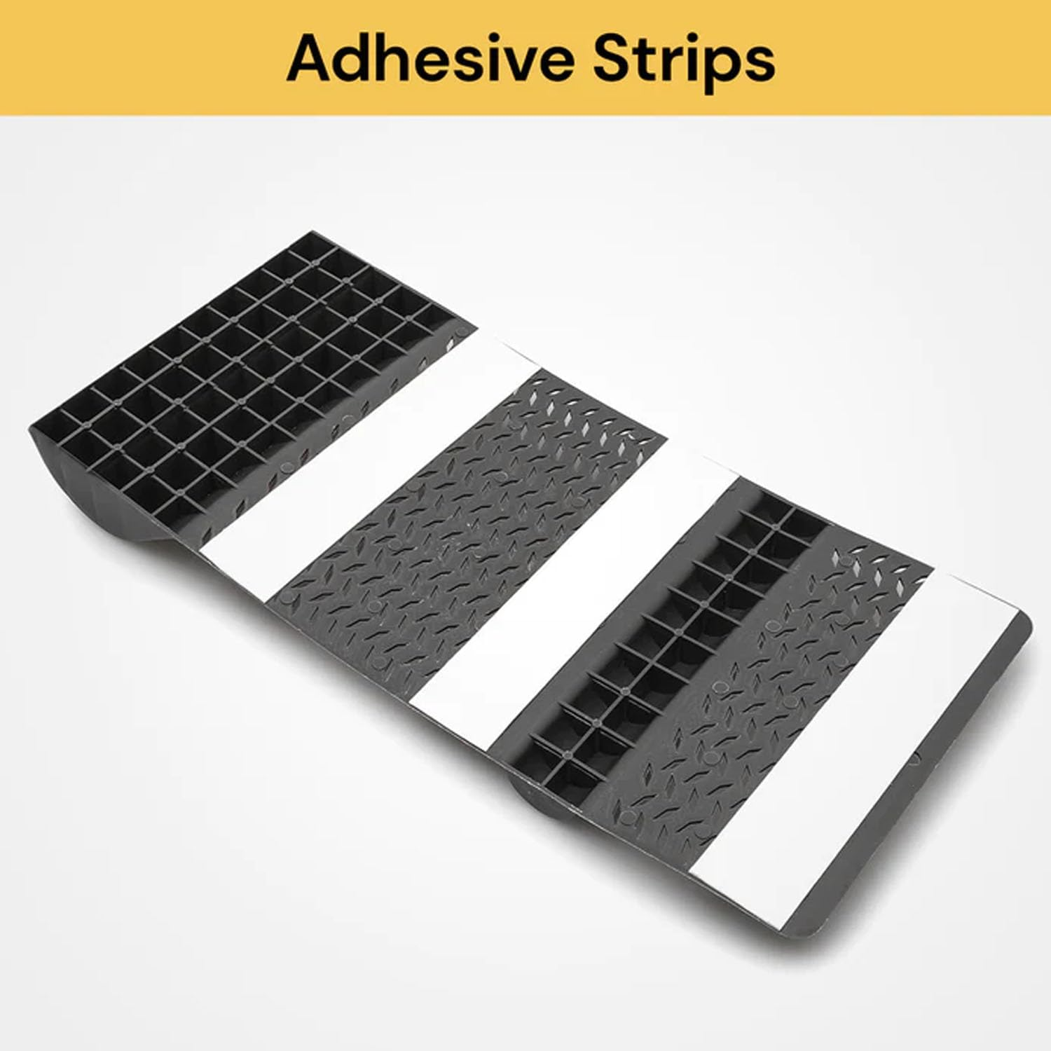 EZONEDEAL Car Parking Mat Garage Wheel Stopper Parking Aid, Tire Guides for Cars, Trucks & Vehicles Nti-Skid Grips, Easy Install Adhesive, Carry Handles & Reflective Strips, Black