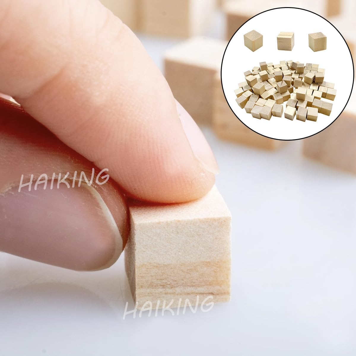 HAIKING Solid Wooden Blocks, 100 Pcs Unfinished Craft Wood Blocks for DIY Crafts, Home D&eacute;cor (1 CM)