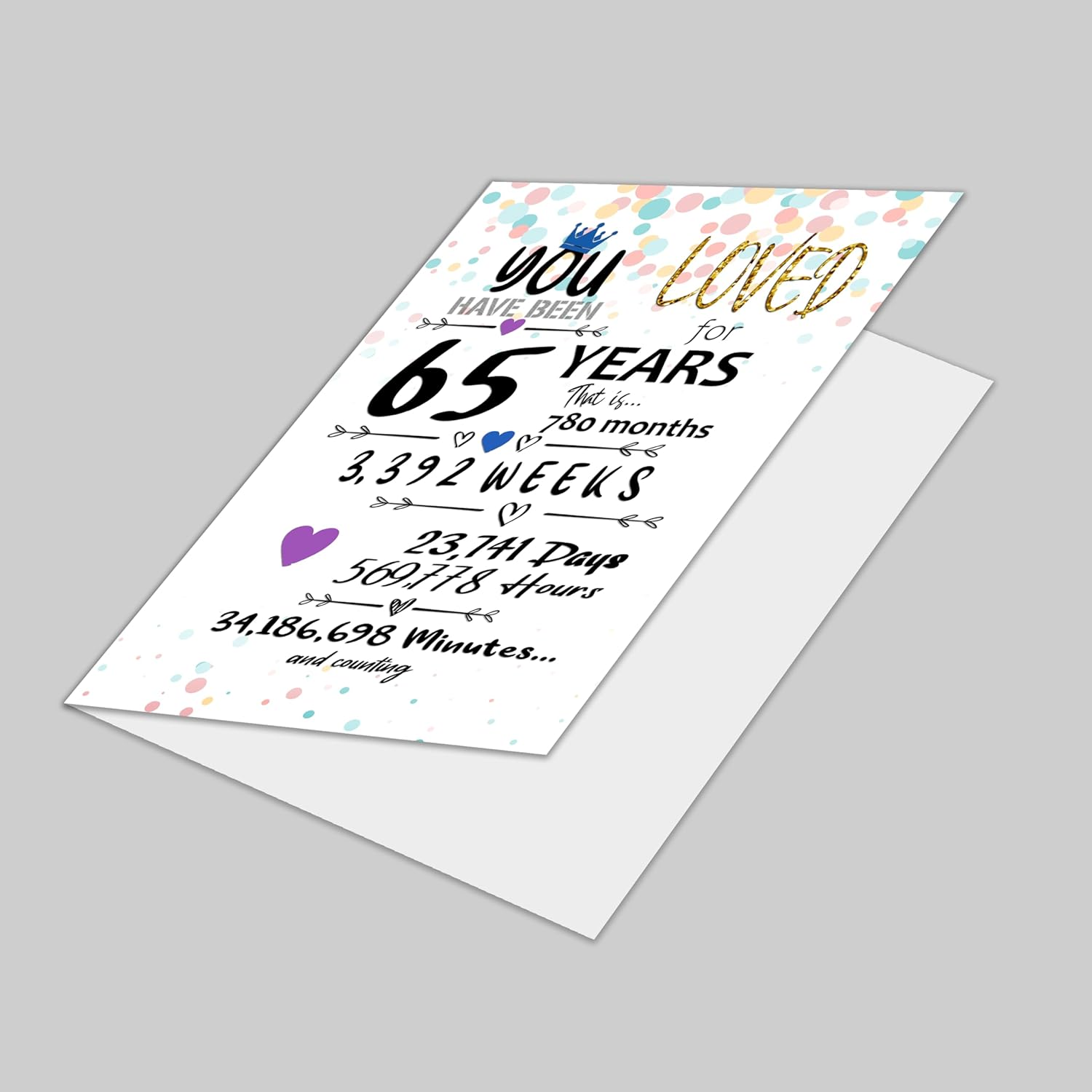 65Th Birthday Card for Him Her Funny 13X9 in Large Greeting Card Home Party Decorations Supplies for Women & Men 65Th Vintage Table Decor Birthday Jumbo Gifts 65 Years Loved Card & Mailing Envelope image number 5