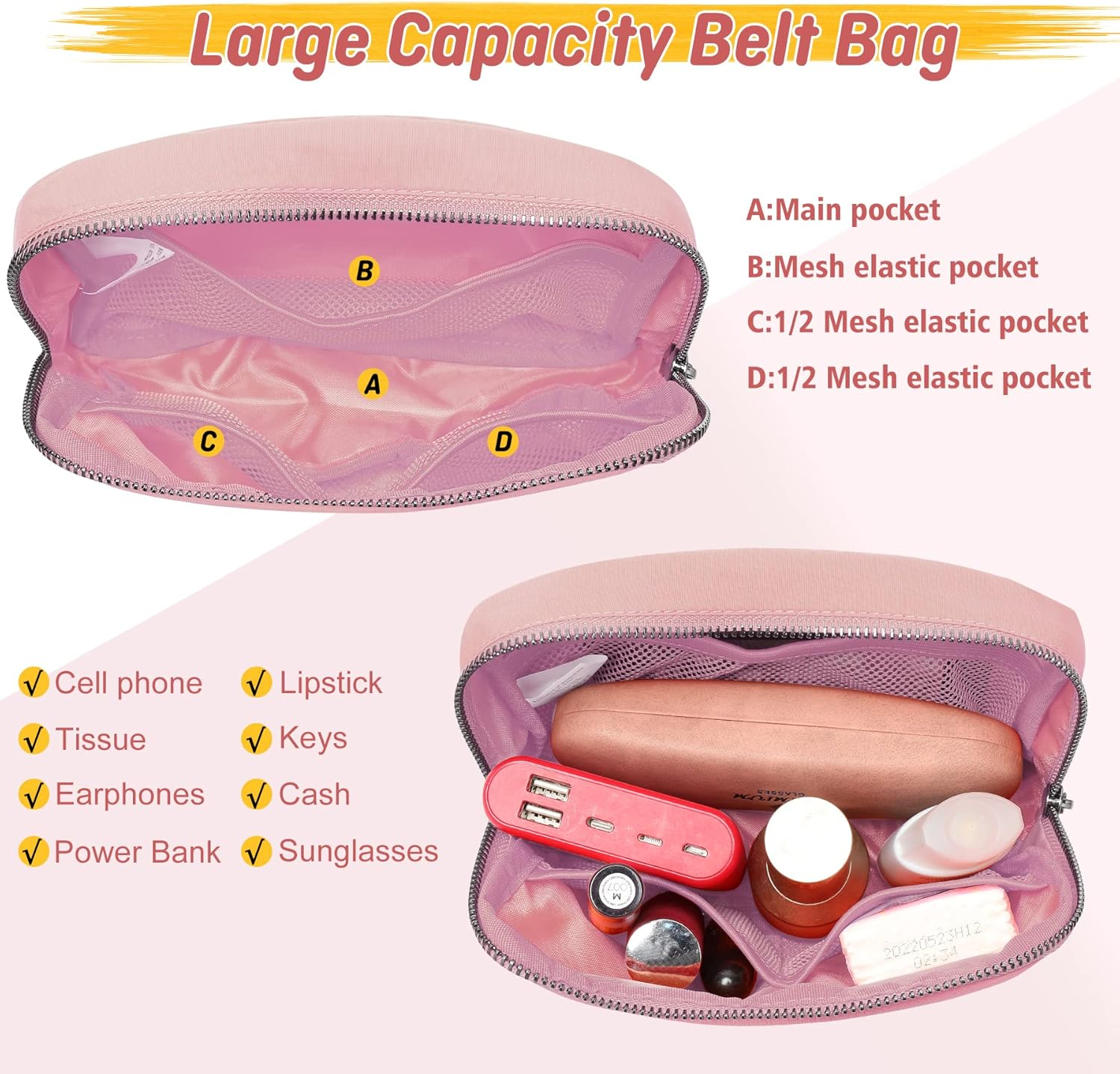 ZOMAKE Fanny Pack, Slim Belt Bag Water Resistant Waist for Travel Hiking Running Cycling Outdoor Sports image number 6