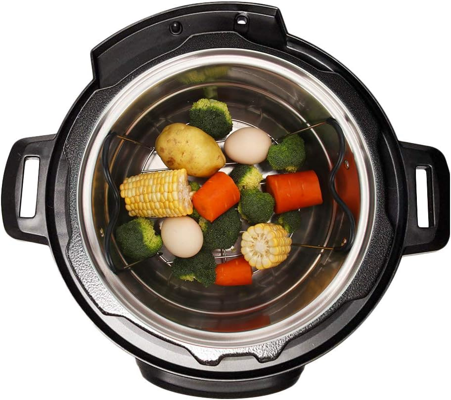 Steamer Rack Trivet with Heat Resistant Silicone Handles Compatible with Instant Pot Accessories 6 Qt 8 Quart, Stainless Steam Rack Pressure Cooker Trivet - Long Handles for Easy Chicken & Pot image number 4