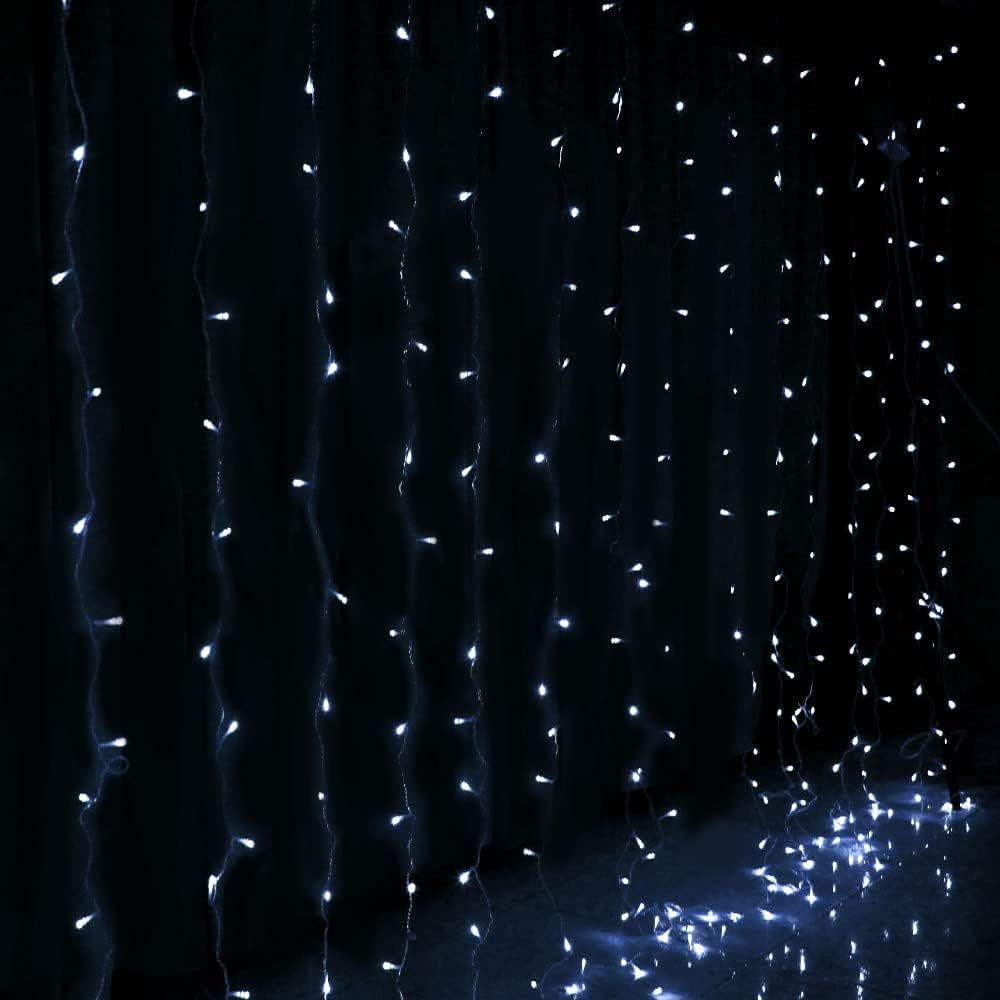 Jingle Jollys Christmas Lights Cold White LED Curtain Light, Outdoor Decorations, 6M X 3M 600 Bulbs for Home Indoor Decor Party Wedding Waterproof Twinkle Fairy Flashing image number 3