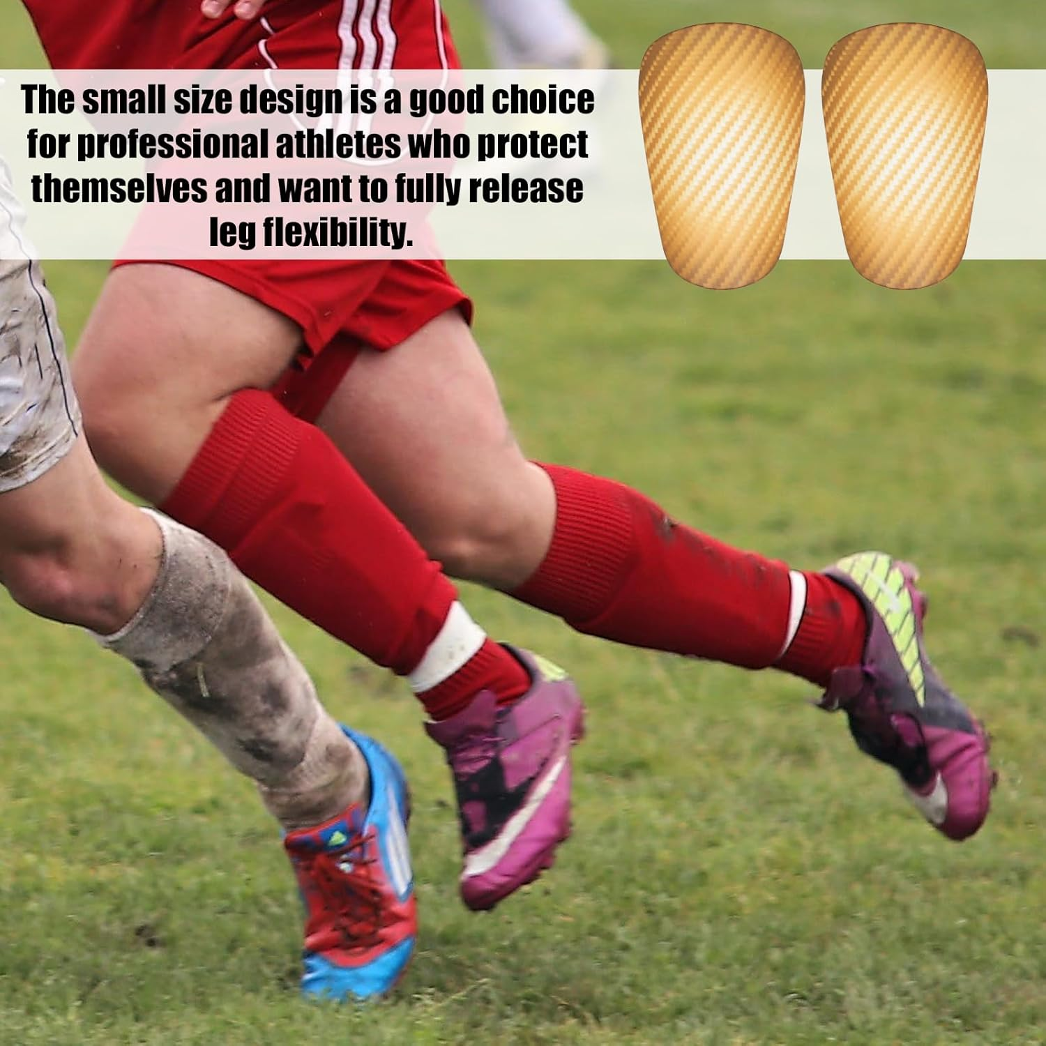 2Pcs Extra Mini Soccer Shin Guards, 3.94X2.36 Inch Miniature Football Shin Pads Small Shin Guards Youth & Adults Tiny Protective Equipment for Kids Boys Girls Women Men (Yellow) image number 4