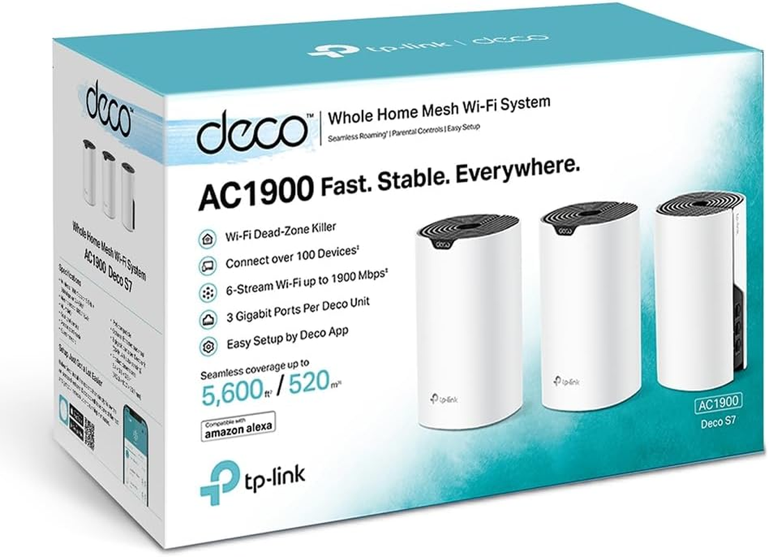 Tp-Link Deco AC1900 Whole Home Mesh Wi-Fi System, Connect 100+ Devices, Seamless Roaming, Full Gigabit Ports, MU-MIMO, Parental Controls, Easy Setup, Compatible with Starlink (Deco S7(3-Pack)) image number 5