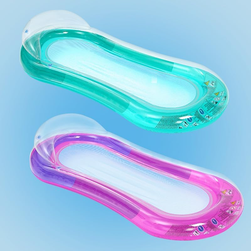 Transparent Gradient Mesh Inflatable Floating Row Water Hammock Swimming Air Mattress Summer Pool Beach PVC Float Bed Lounger (Color : 2) image number 3