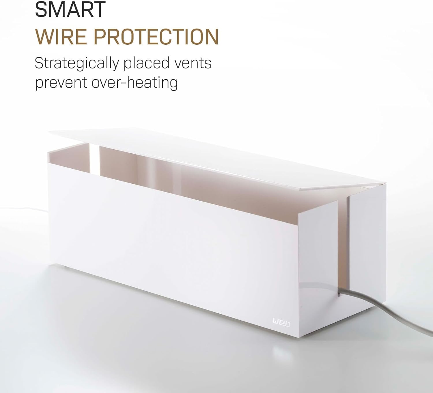 YAMAZAKI Home 2707 Cable Box-Outlet Cord Storage Organizer, Cover Protector, One Size, White - Grey image number 4