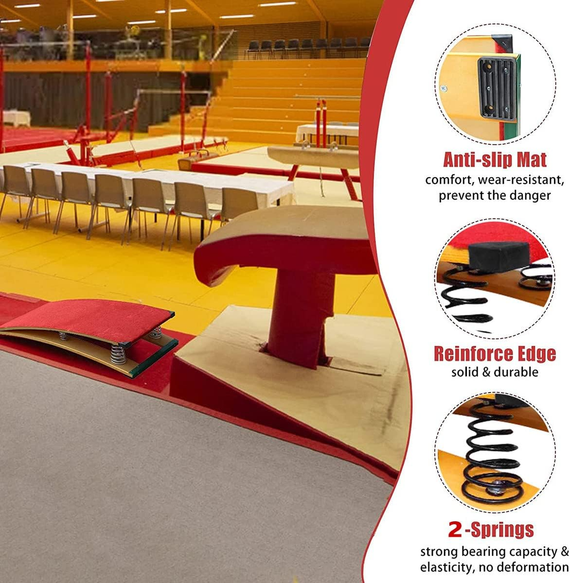 Vaulting Gymnastics Equipment Kids Spring Board, Thickened 2 Springs inside for School/Sports Club/Martial/Track and Field, Bearing 80Kg,2Springs image number 6
