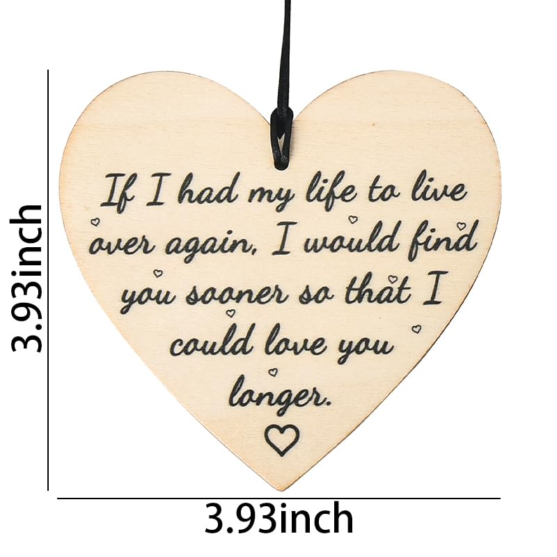 Romantic Gifts for Him Her Wife Husband Wooden Heart Hanging Ornament Decorative Signs with Sayings for Wall Boyfriend Girlfriend Anniversary Engagement Gifts for Men Women Parents Couple Gift Ideas image number 6