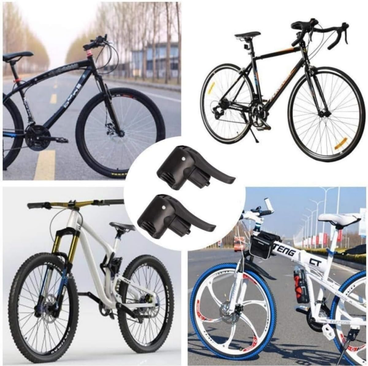 WADY 2 Pieces Inflator Nozzle Double Pump Head Dual Nozzle Valve Thread Connector Tire Air Inflator Replacement Mouth Adapter with Extension Horse Tube for Bicycles and Electric Bicycles image number 5