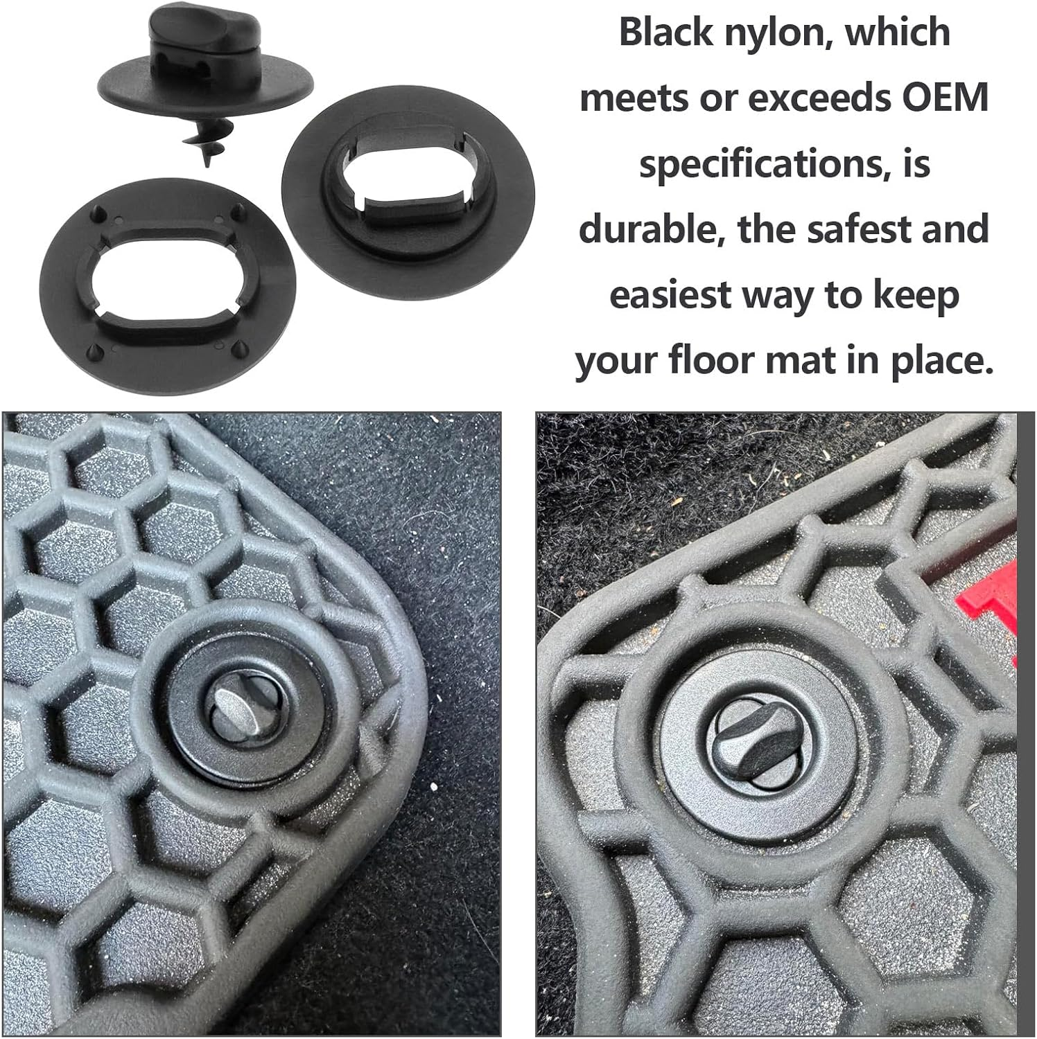 Ecsing 4 Sets of Car Floor Mat Brackets Hole Rotation Buttons Foot Mat Fixing Clips 3D0864851B 3D086485171N Compatible with Volkswagen Compatible with Skoda image number 1