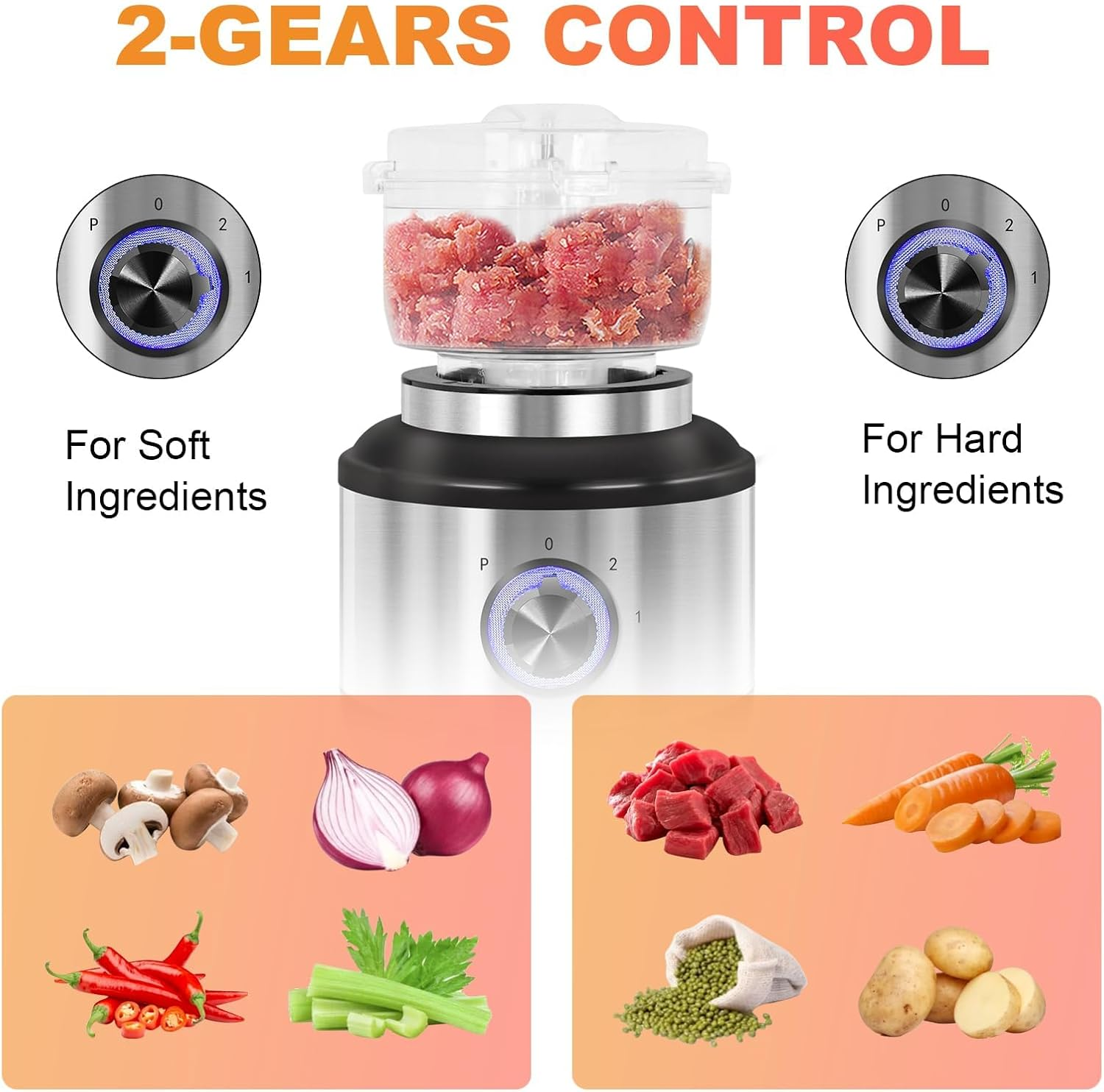 1000W Multifunction Blender and Food Processor - 4 Functions for Grinding, Mincing, Straining | 70Oz 3 Speed | Stainless Steel image number 6