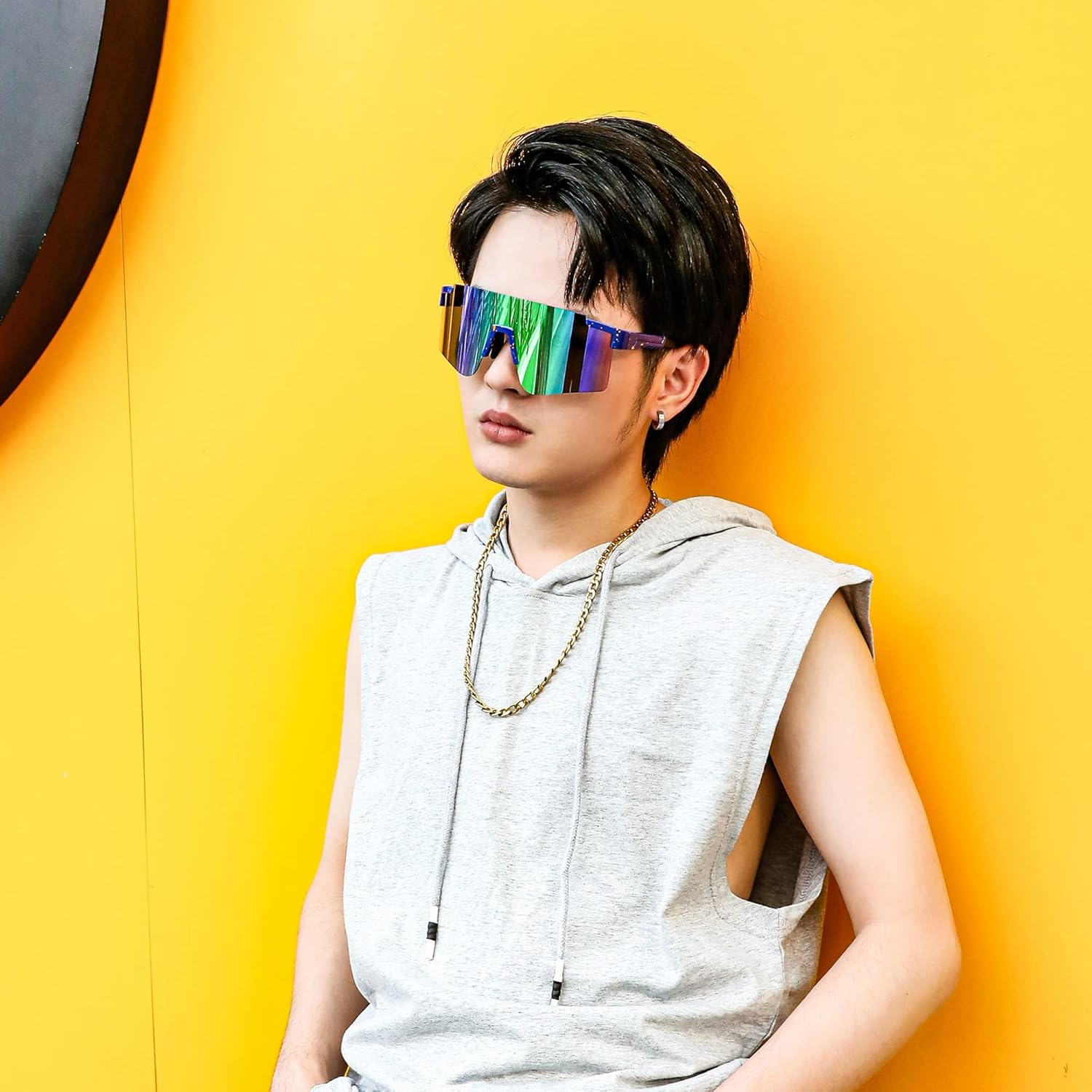 FEISEDY Sports Sunglasses for Women Men, UV400 Protection Outdoor Cycling Running Biking Sports Goggles - Blue-Mirror image number 5