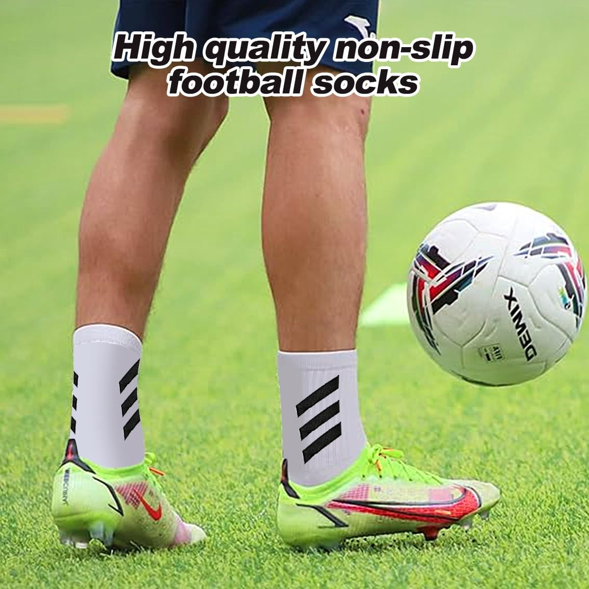 ZANZER Soccer Grip Men Socks, anti Slip Athletic Socks Non-Skid Football Basketball Socks with Grip Pads