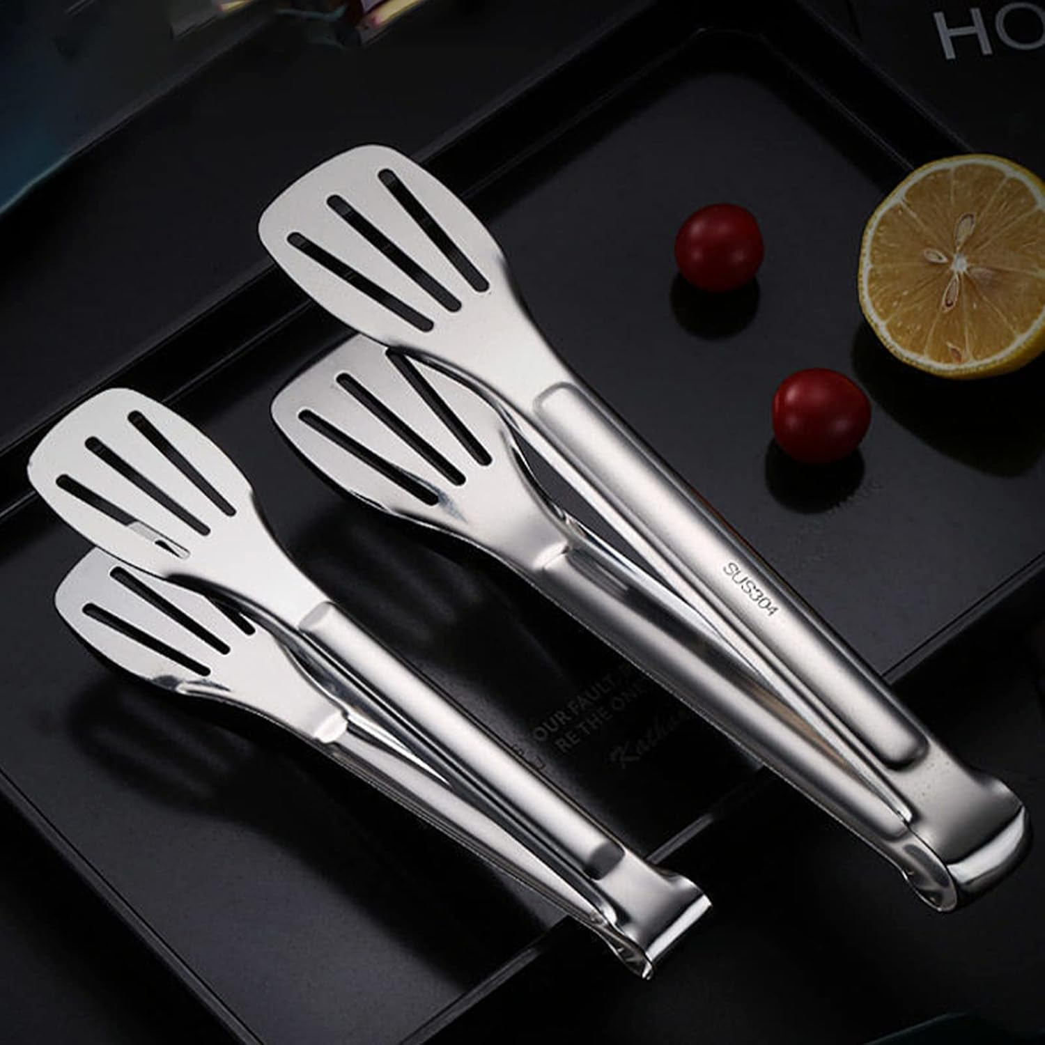 2 Pack Kitchen Tongs Stainless Steel Locking Cooking Barbecue Grilling Food Tongs Kitchen Clamps Sturdy High Resistant Heat Tongs (2PC (7Inch and 12Inch)) image number 2