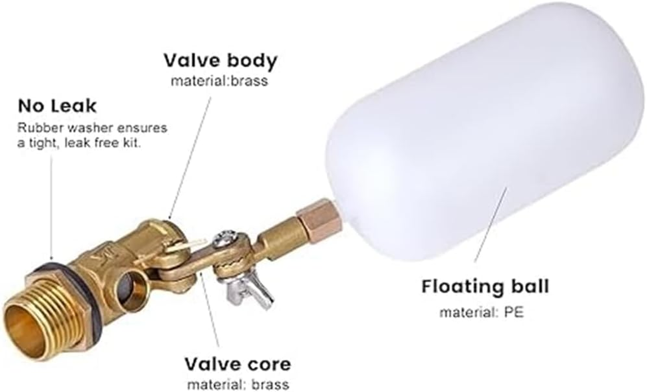 1/2 Inch Float Valve for Pond, Livestock Tanks, Aquariums - Water Shutoff Auto Fill Valve (3PCS) image number 6
