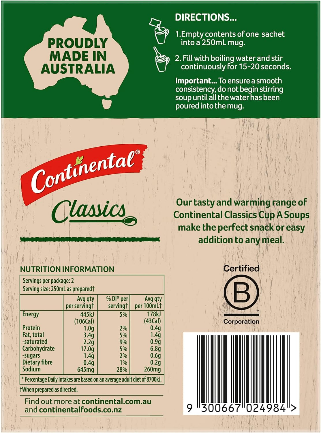 Continental Classics Creamy Potato & Bacon with Croutons Cup a Soup 50 G image number 3