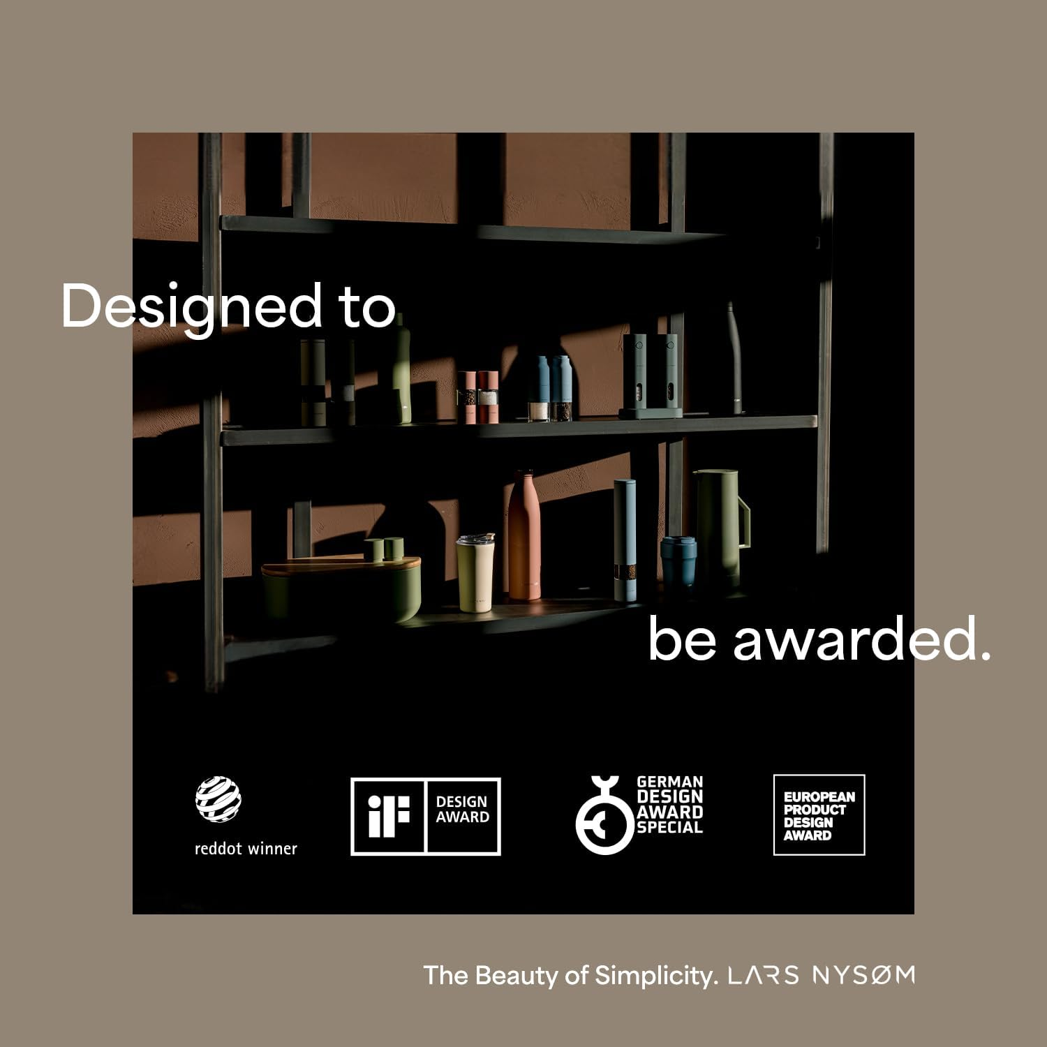 LARS NYS&Oslash;M Salt and Pepper Grinder Set, Manual Salt and Pepper Mills with Adjustable Ceramic Grinder, Design Spice Shaker Set (Carbon Black)