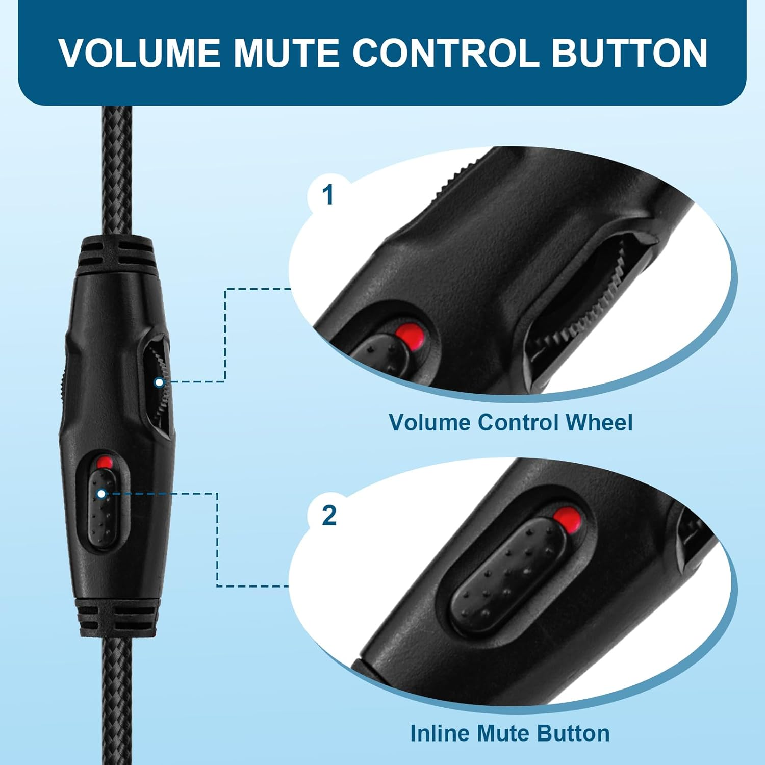 Cloud Alpha Cable Cord for Kingston Cloud Mix Alpha Flight & Logitech G633 G933 Gaming Headset, with Mute & Volume Controls (No Mic, 4.9FT) image number 6