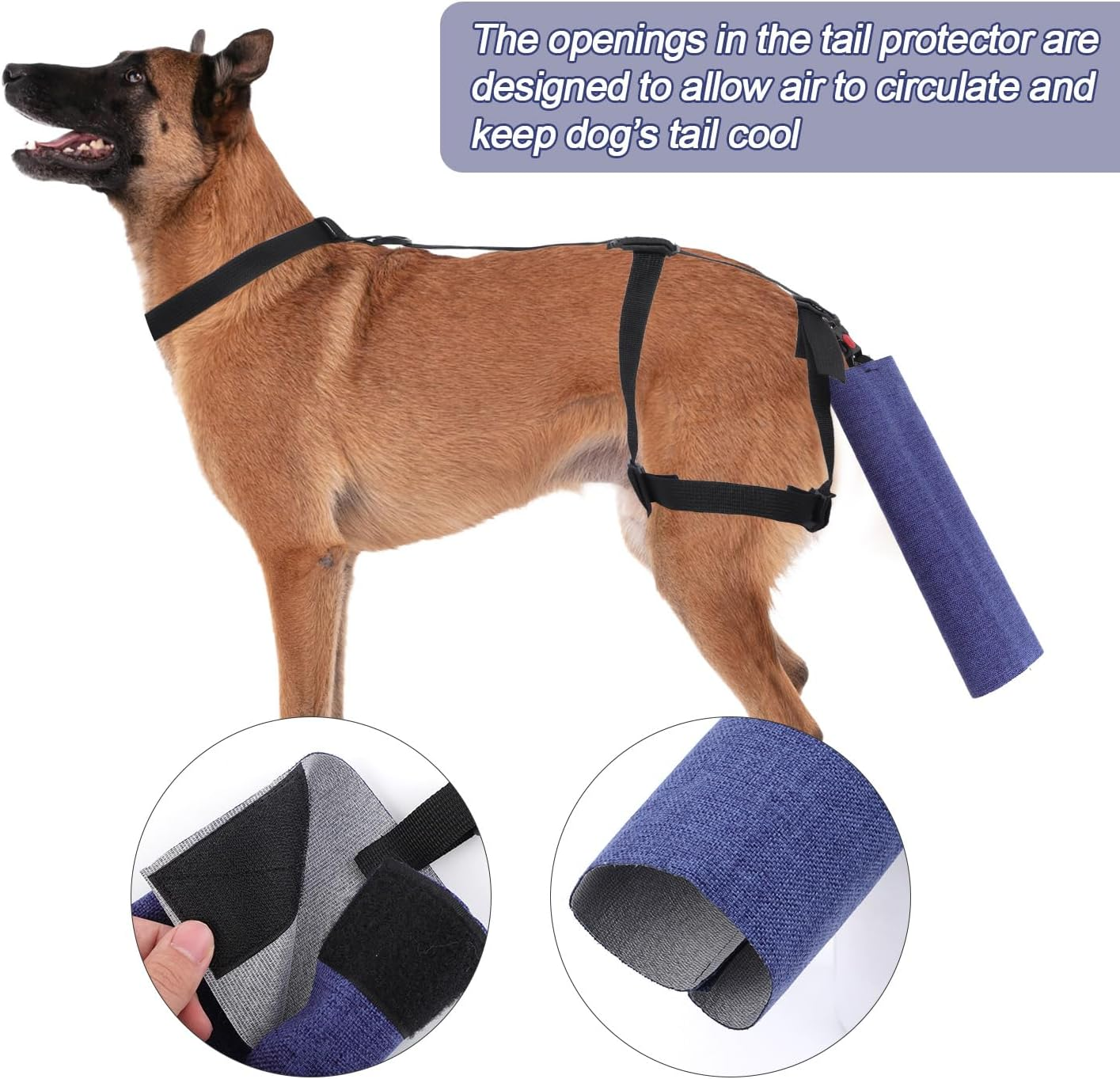 Gosknor Dog Tail Protector, Adjustable Dog Tail Sleeve Dog Tail Cover for Wounds Dog Tail Bandage to Prevent Licking Wounds for Tail Wound Healing image number 4