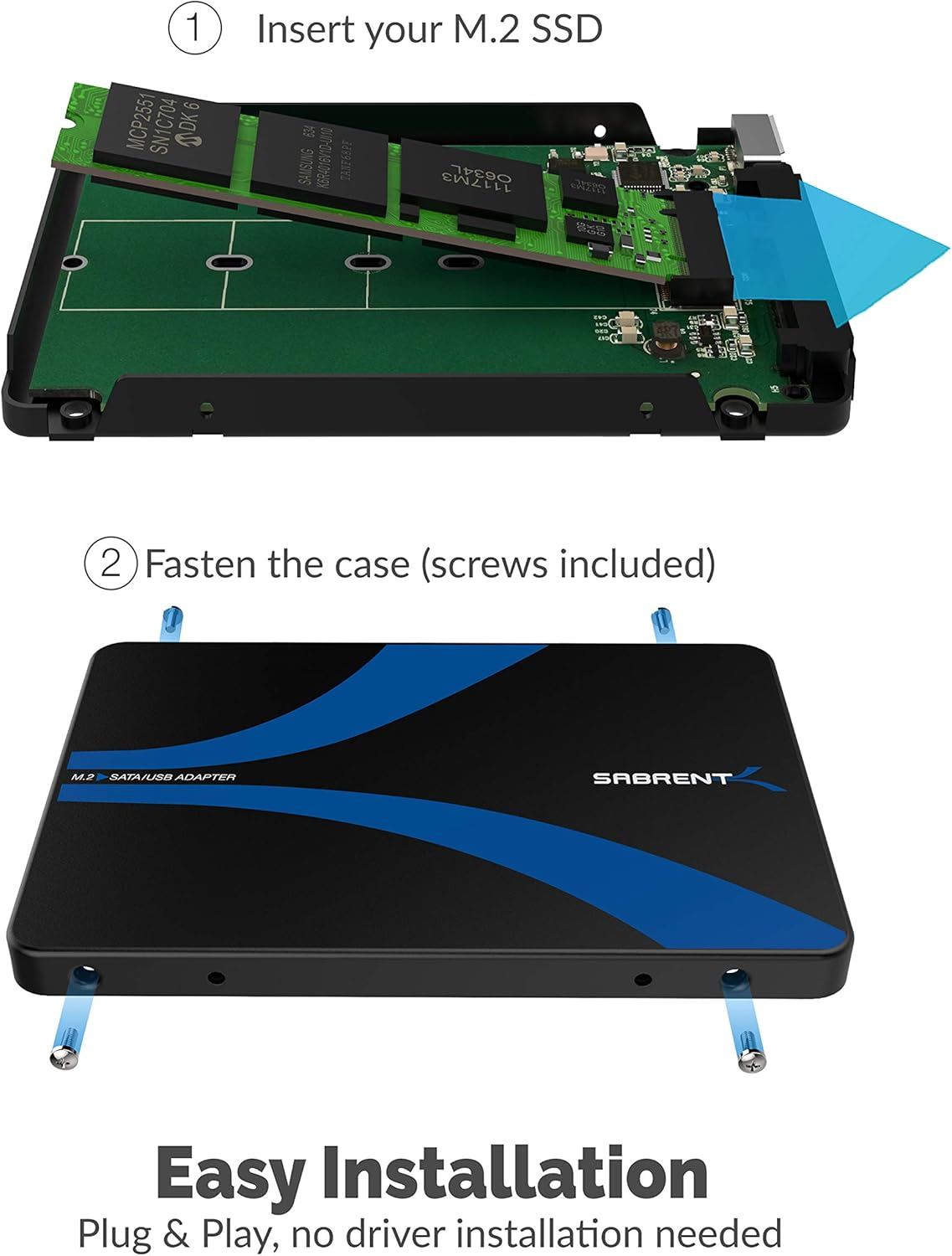 SABRENT M.2 SSD [NGFF] to USB 3.0 / SATA III 2.5-Inch Aluminum Enclosure Adapter (EC-M2CU) [Not Nvme] image number 5