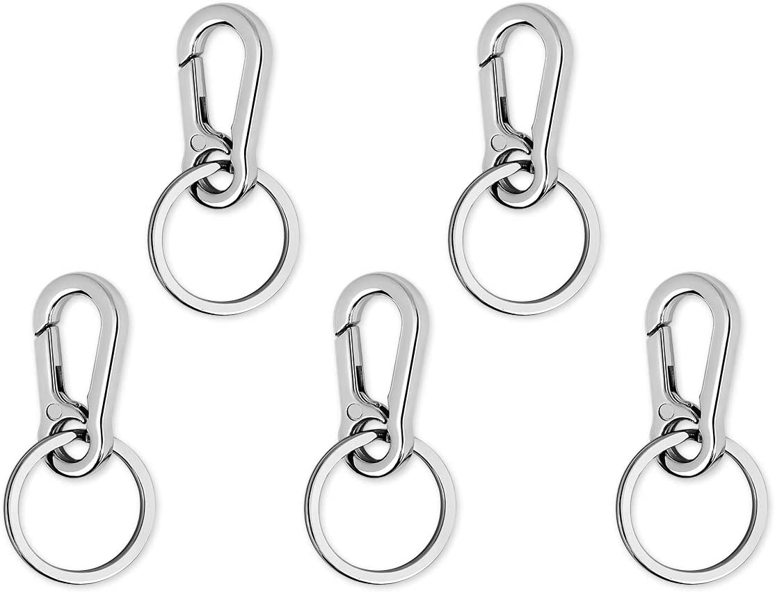 DS. DISTINCTIVE STYLE Carabiner Clip Keyring Stainless Steel Keychain with Snap Hook Quick Release Key Rings image number 2