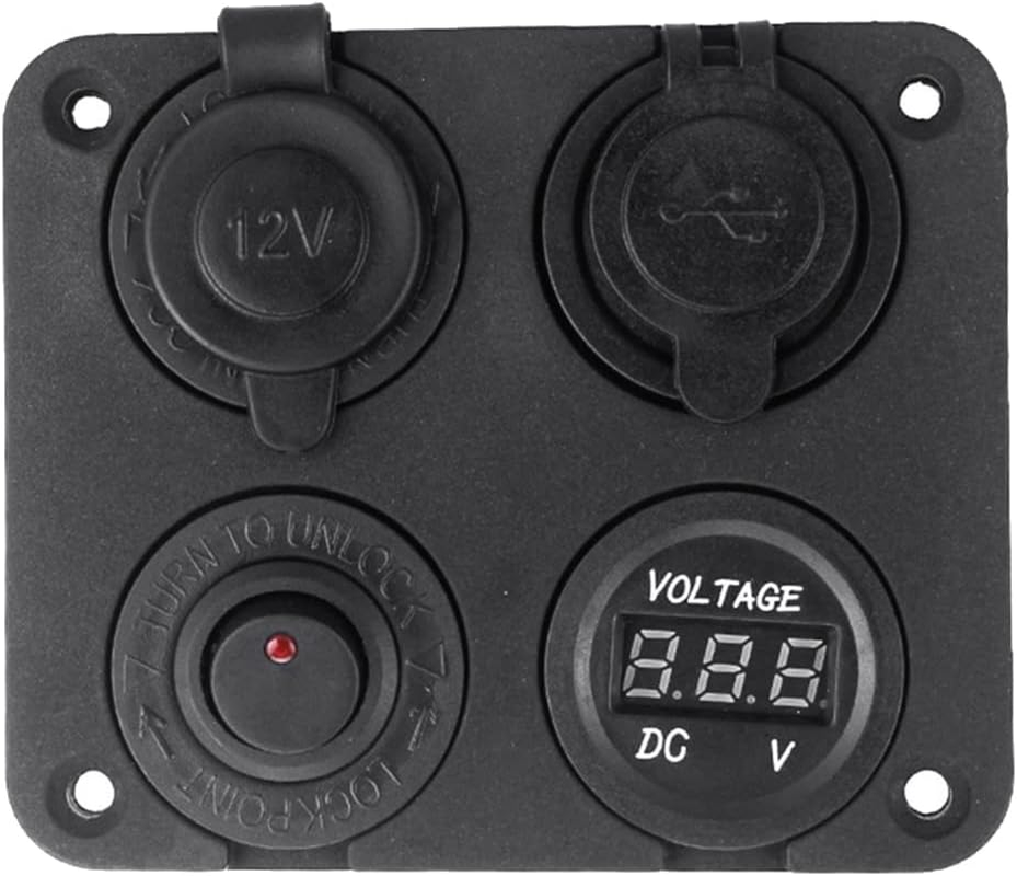 DC 12V-24V Car Boat Socket Dual USB Charger Voltmeter Switch Panel for Vehicle Car Boat Motor Home image number 3